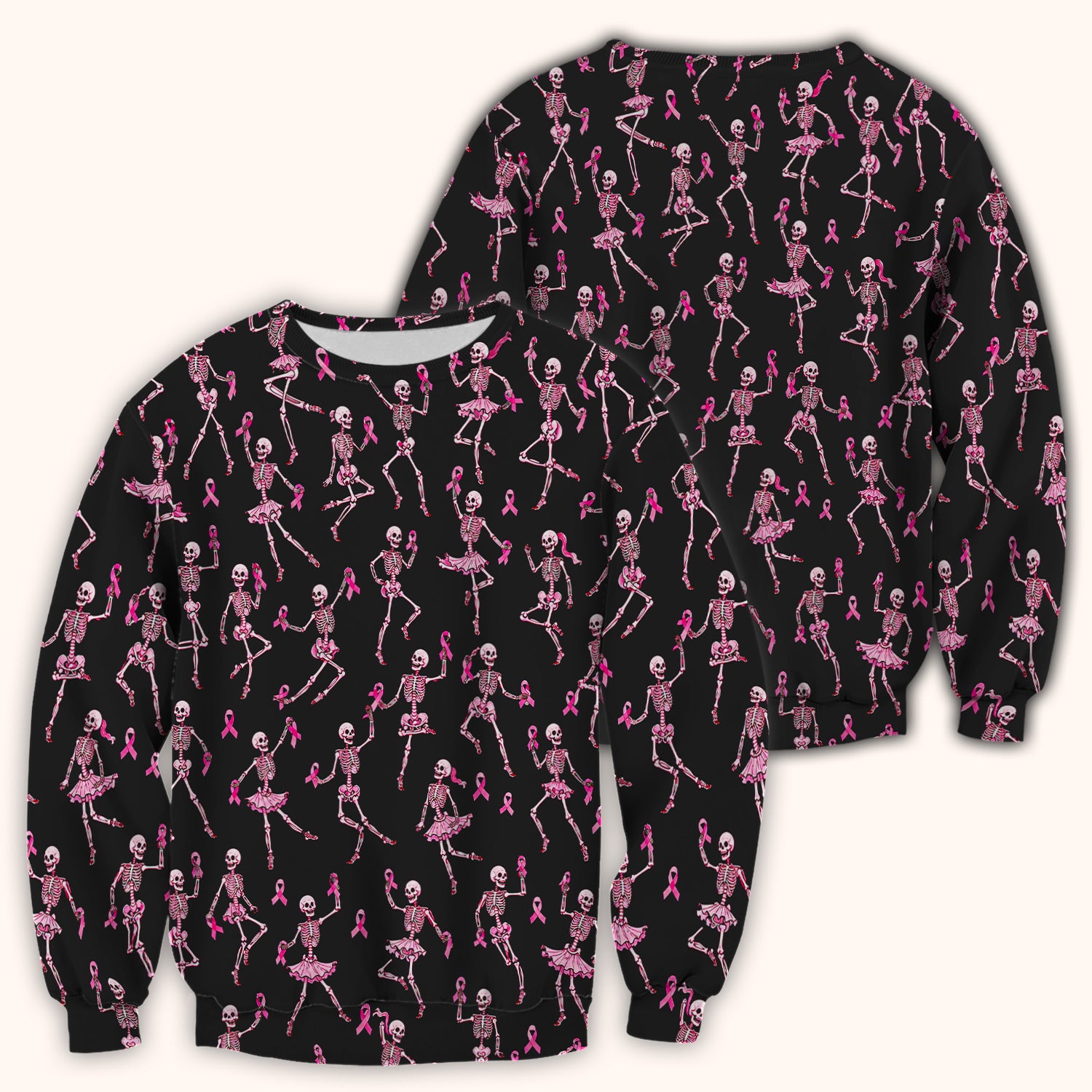 Breast Cancer Skeleton Nurse Scrub Top, Comfortable Scrubs for Nurses