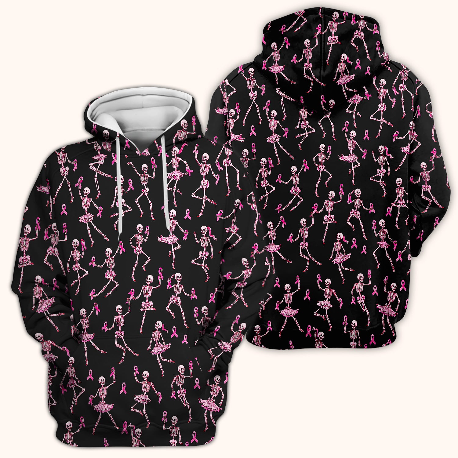 Breast Cancer Skeleton Nurse Scrub Top, Comfortable Scrubs for Nurses