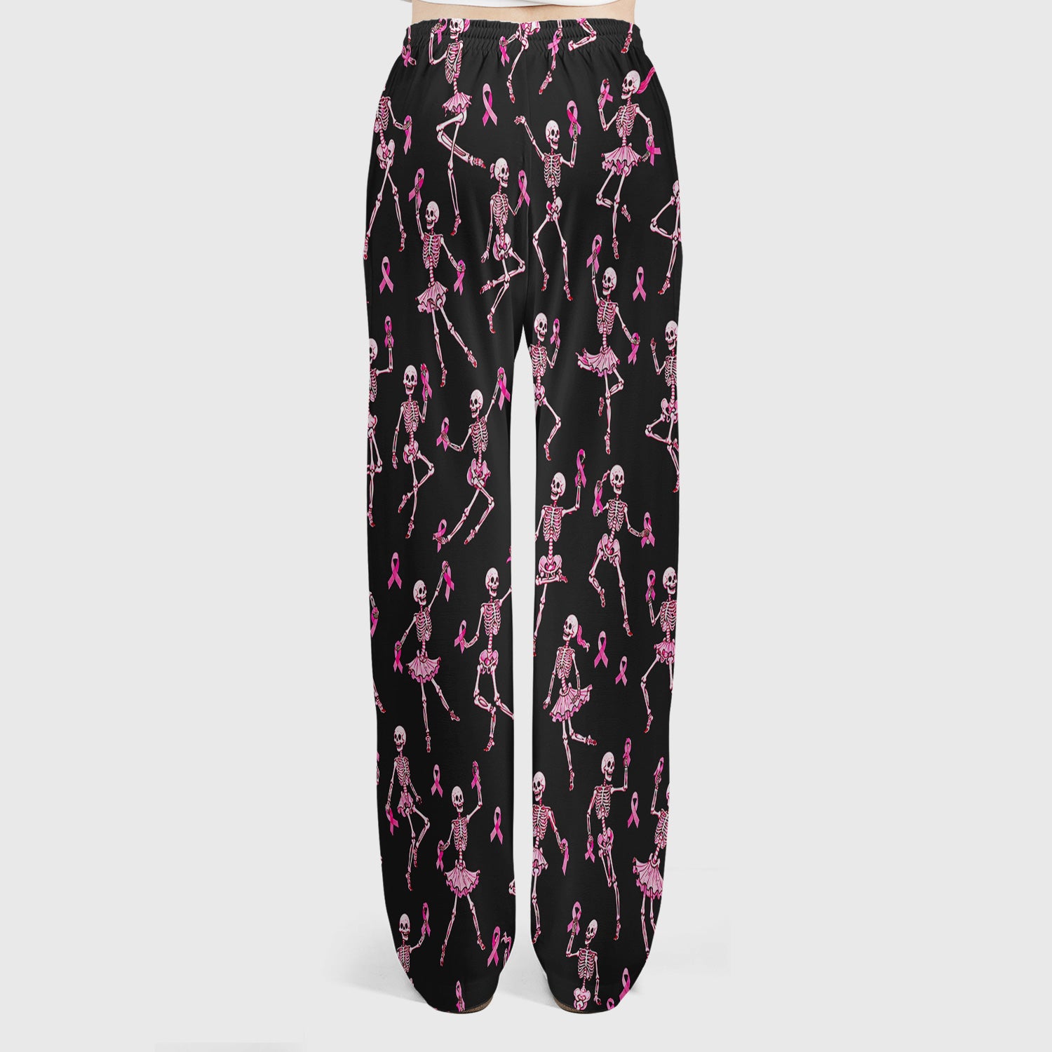 Breast Cancer Skeleton Nurse Scrub Set, Scrub Pants and V Neck Top