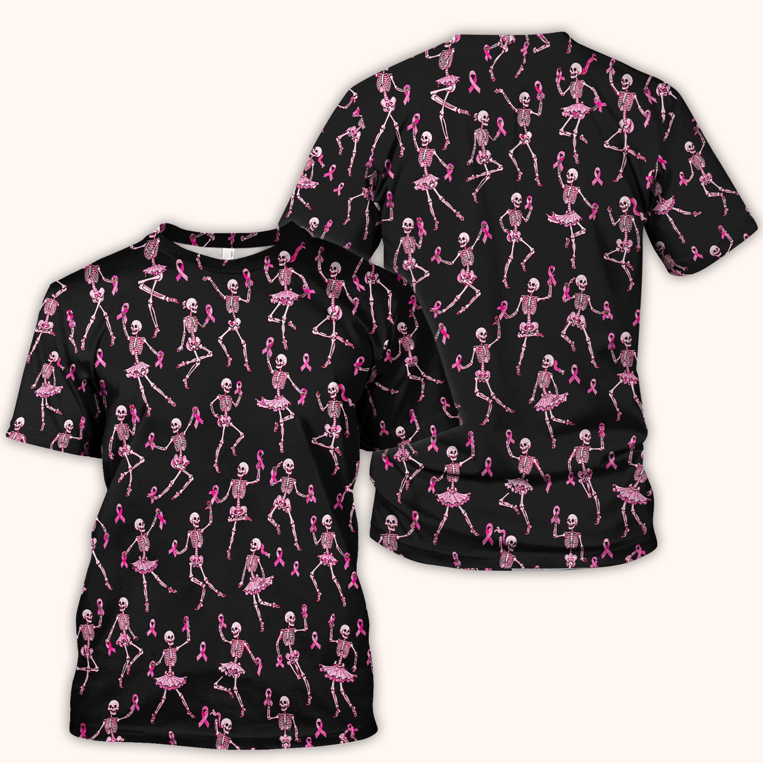 Breast Cancer Skeleton Nurse Scrub Top, Comfortable Scrubs for Nurses