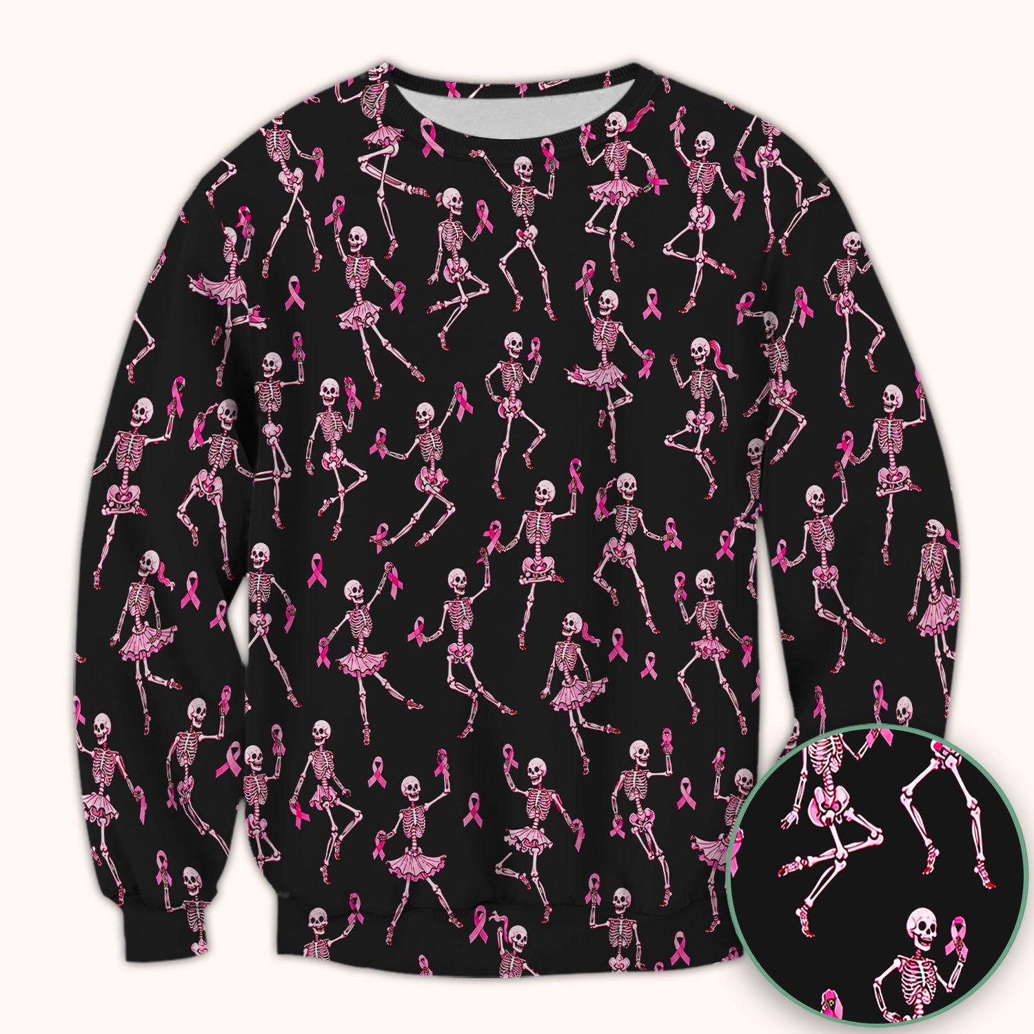 Breast Cancer Skeleton Nurse Scrub Top, Comfortable Scrubs for Nurses