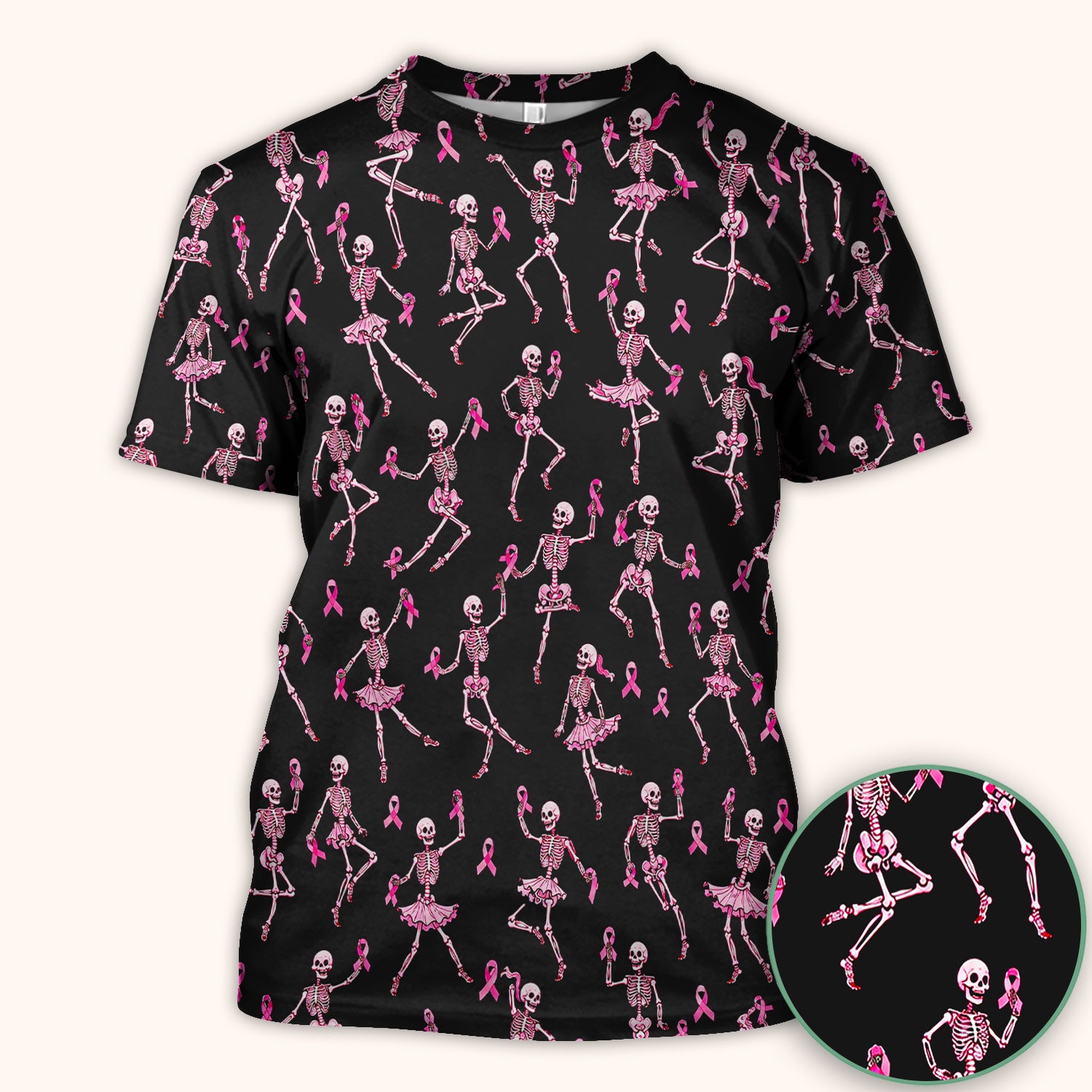 Breast Cancer Skeleton Nurse Scrub Top, Comfortable Scrubs for Nurses