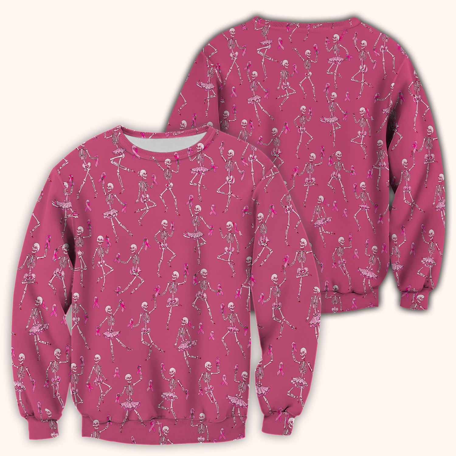 Breast Cancer Skeleton Nurse Scrub Top, Comfortable Scrubs for Nurses