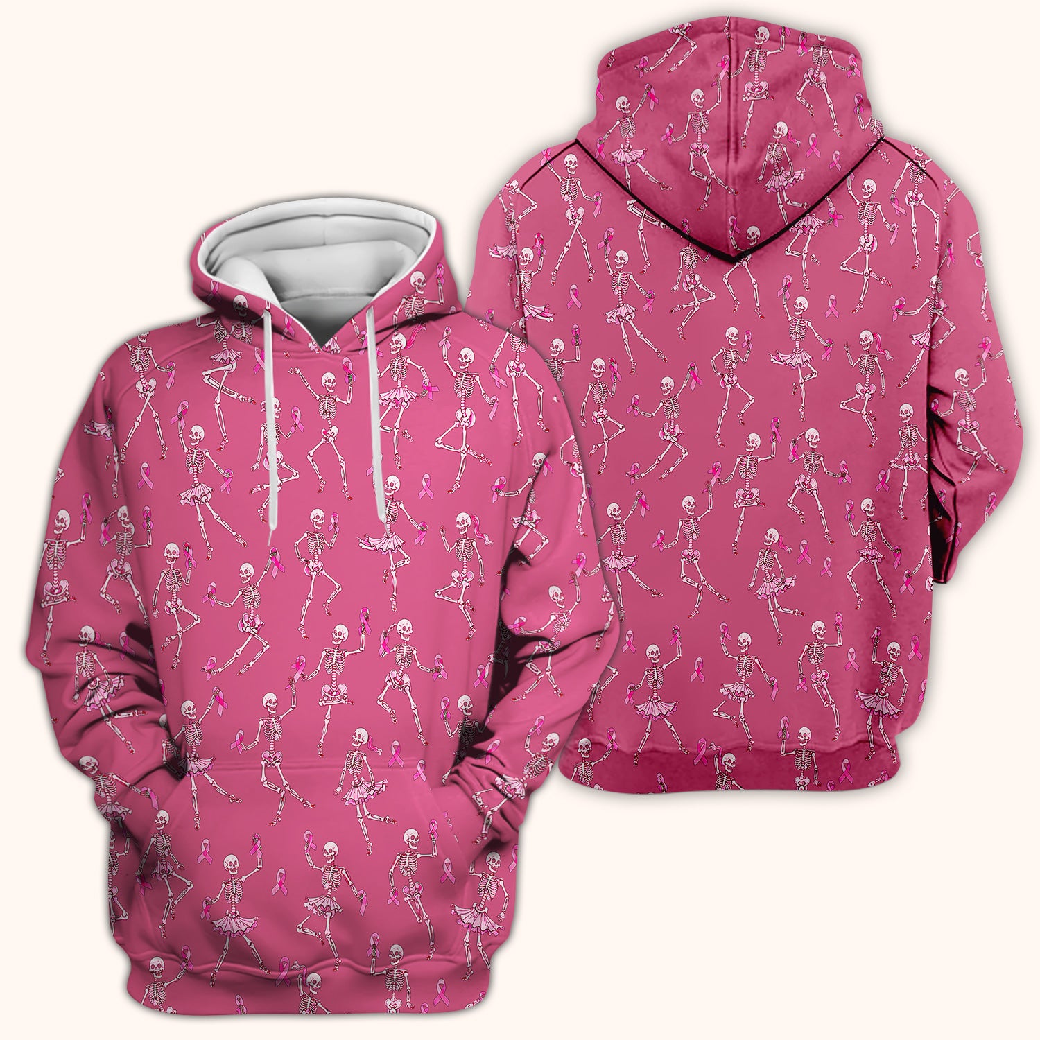 Breast Cancer Skeleton Nurse Scrub Top, Comfortable Scrubs for Nurses
