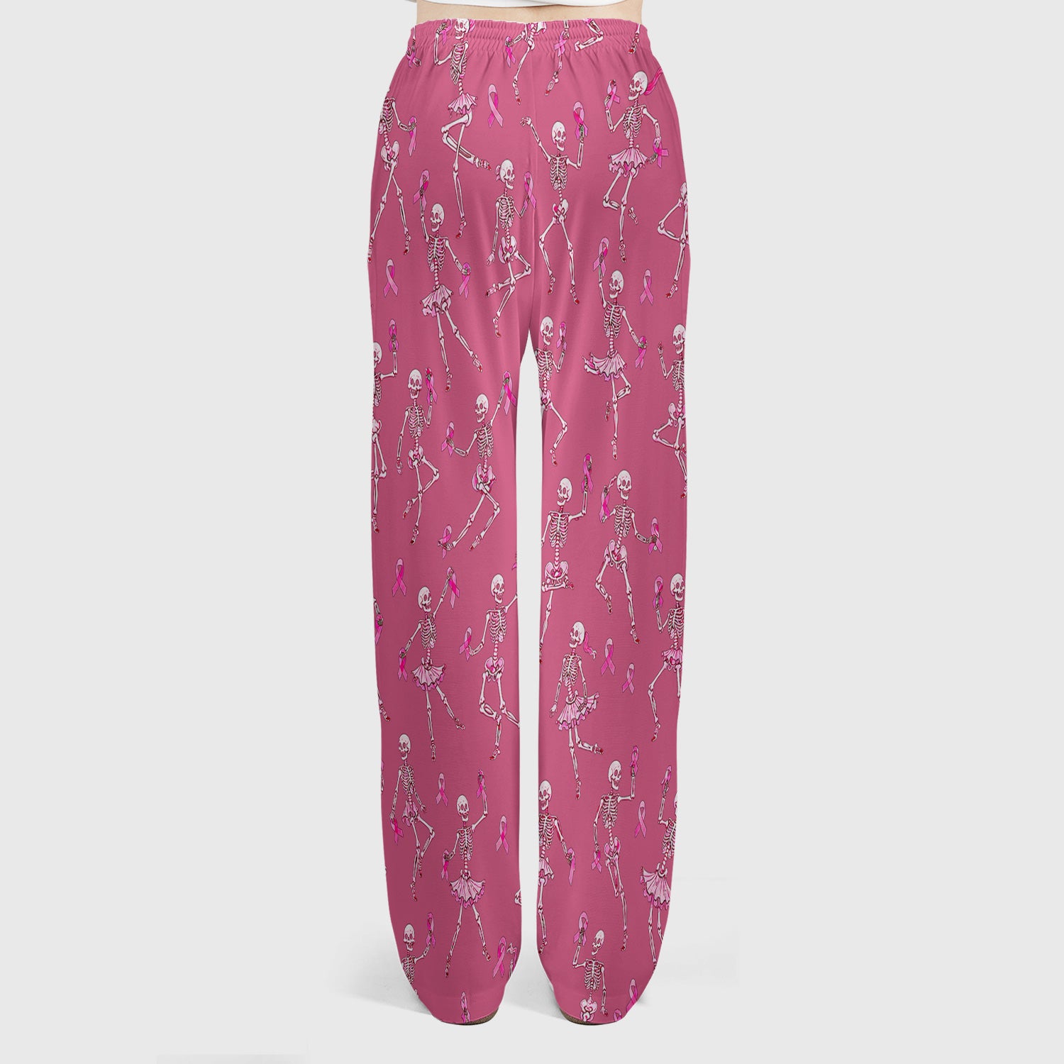 Breast Cancer Skeleton Nurse Scrub Set, Scrub Pants and V Neck Top