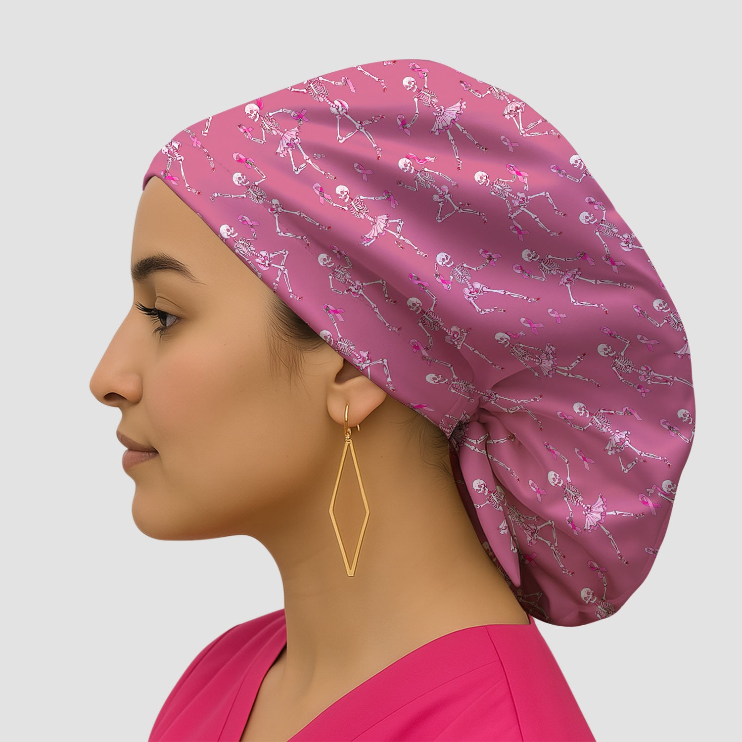 Breast Cancer Skeleton Nurse Scrub Cap, Surgical Caps for Doctors