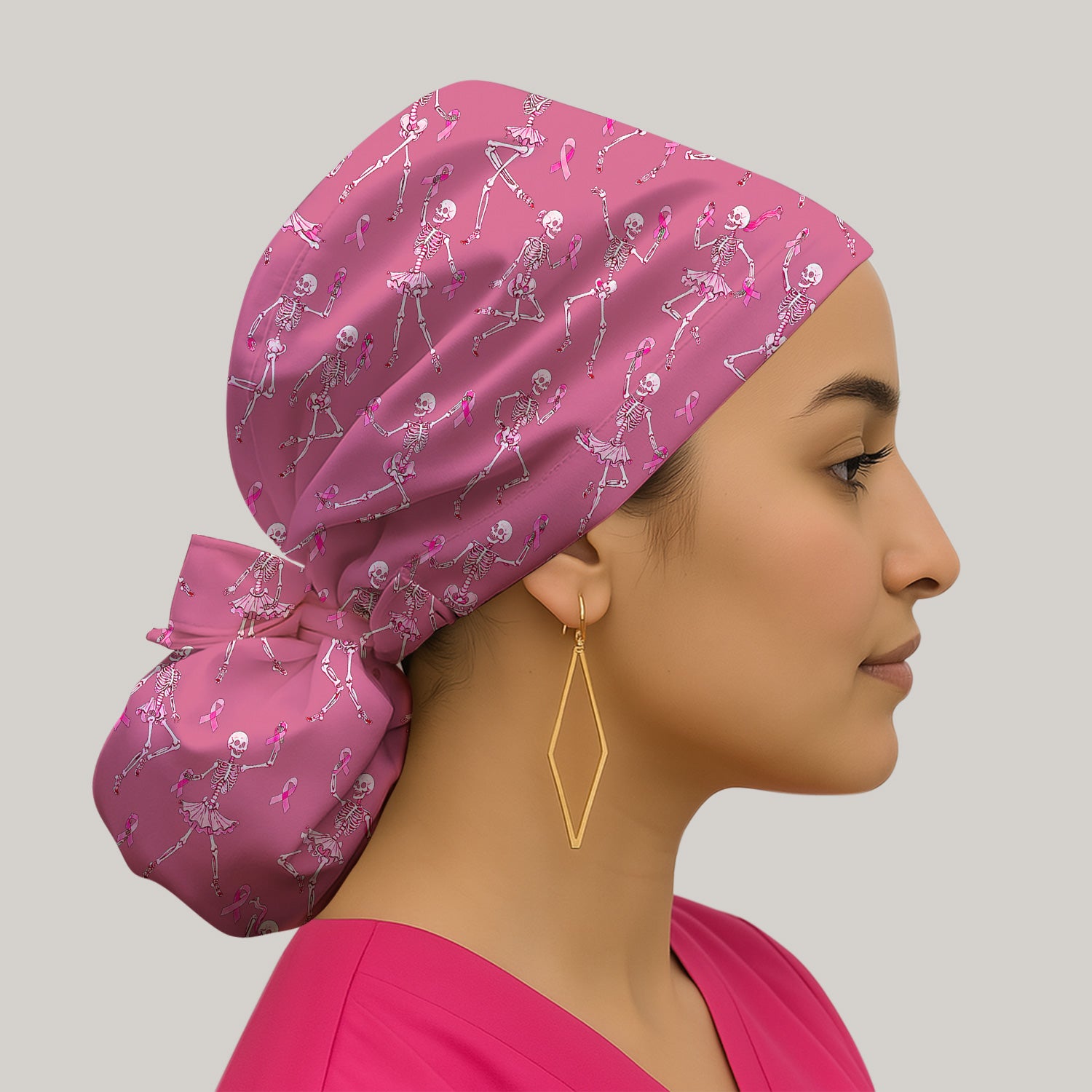 Breast Cancer Skeleton Nurse Scrub Cap, Surgical Caps for Doctors