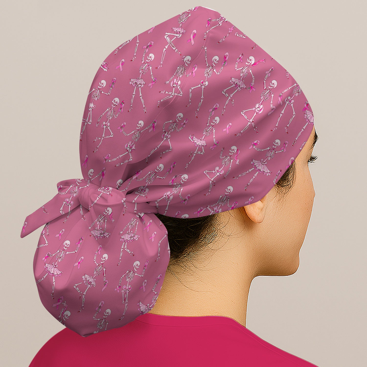 Breast Cancer Skeleton Nurse Scrub Cap, Surgical Caps for Doctors