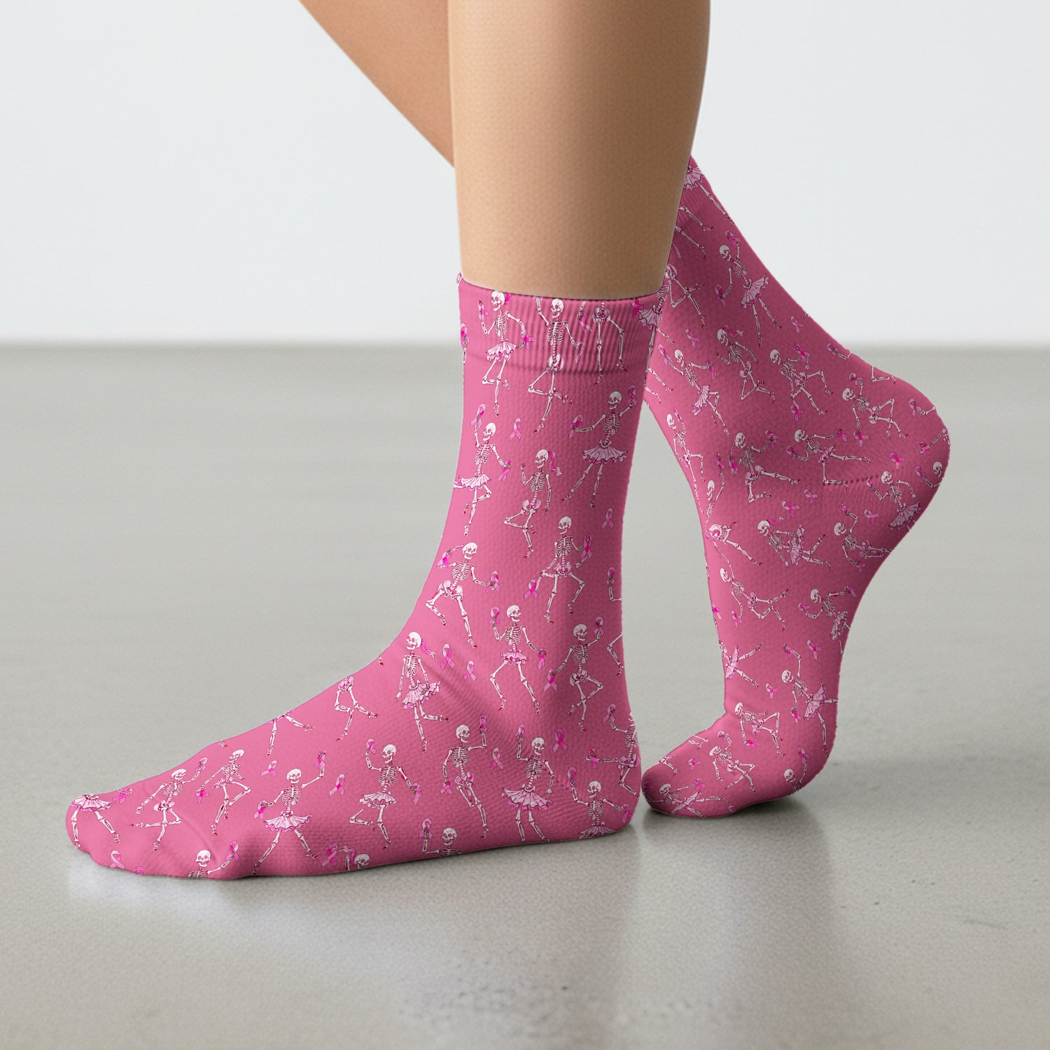 Breast Cancer Skeleton Nurse Socks, Adult Socks for Men and Women