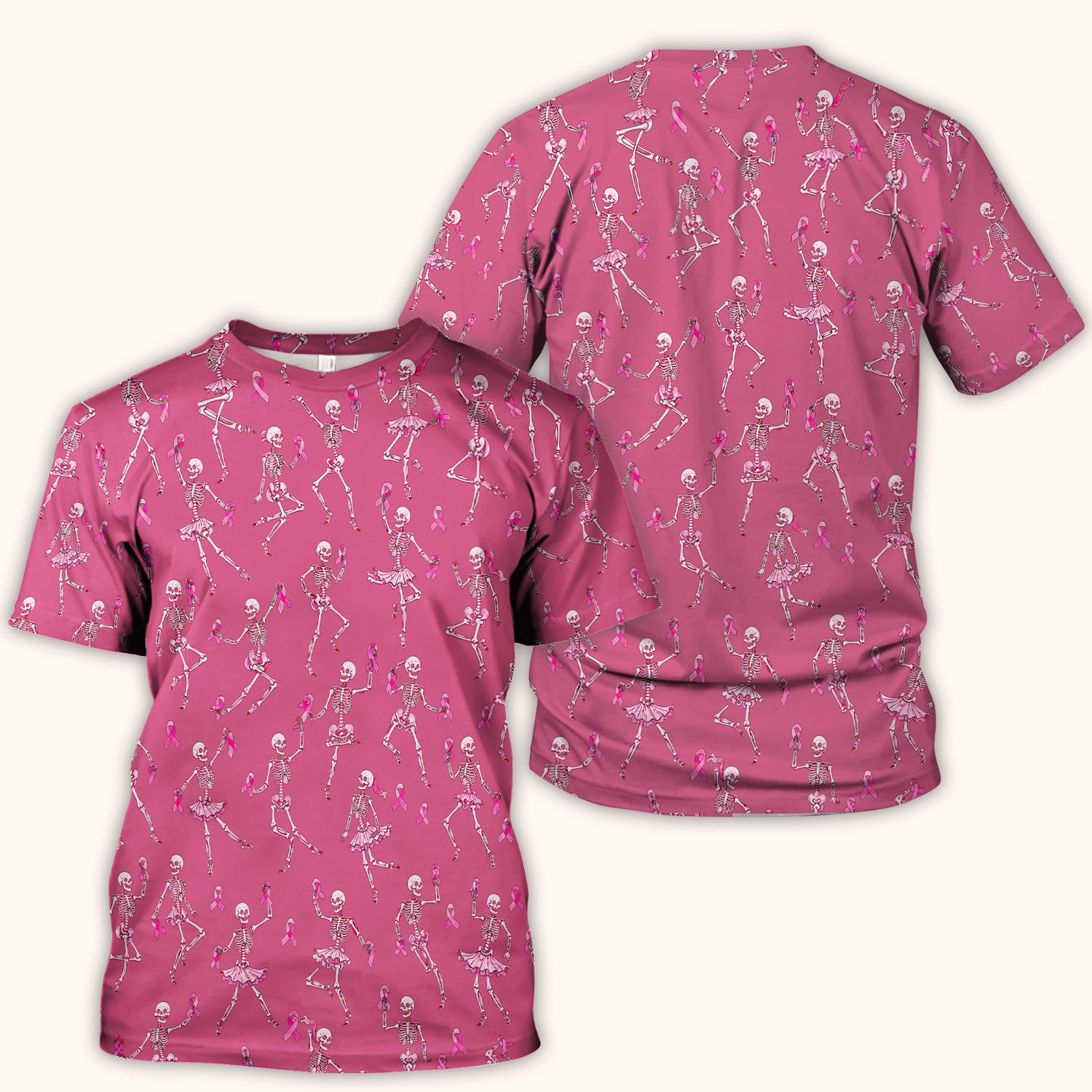 Breast Cancer Skeleton Nurse Scrub Top, Comfortable Scrubs for Nurses