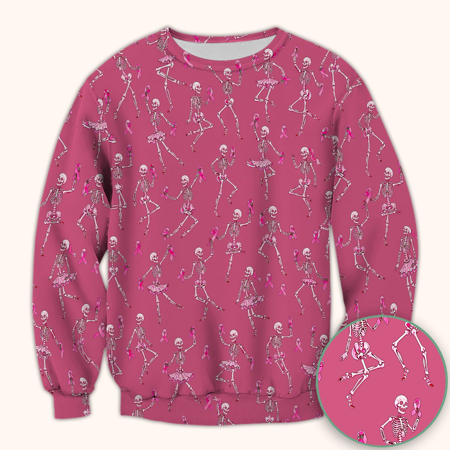 Breast Cancer Skeleton Nurse Scrub Top, Comfortable Scrubs for Nurses