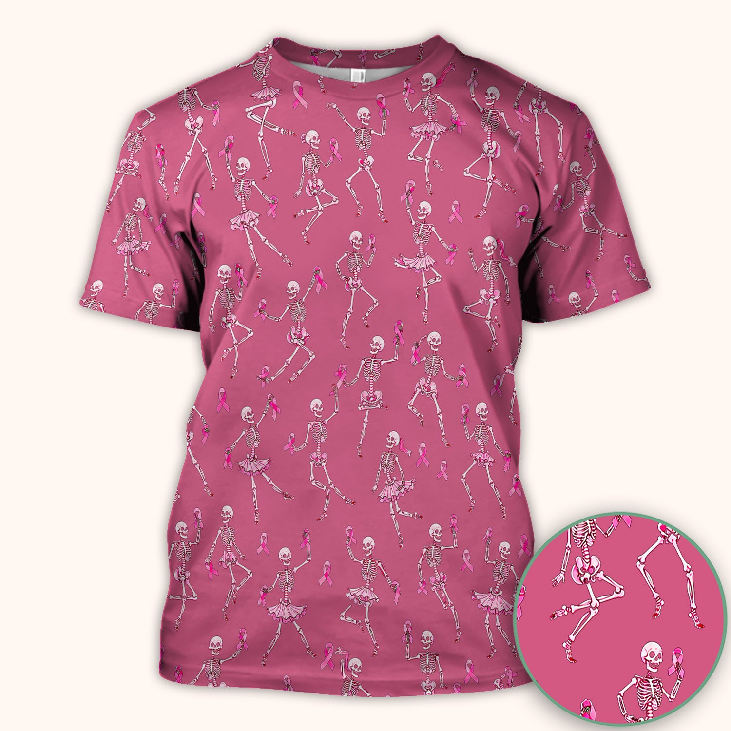 Breast Cancer Skeleton Nurse Scrub Top, Comfortable Scrubs for Nurses