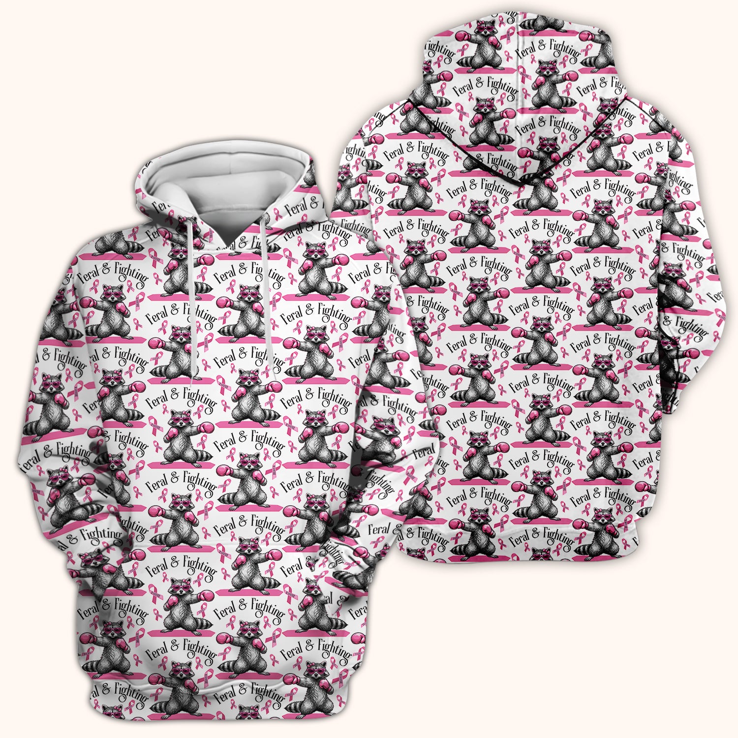 Breast Cancer Awareness Raccoon Scrub Top, Comfortable Scrubs for Nurses