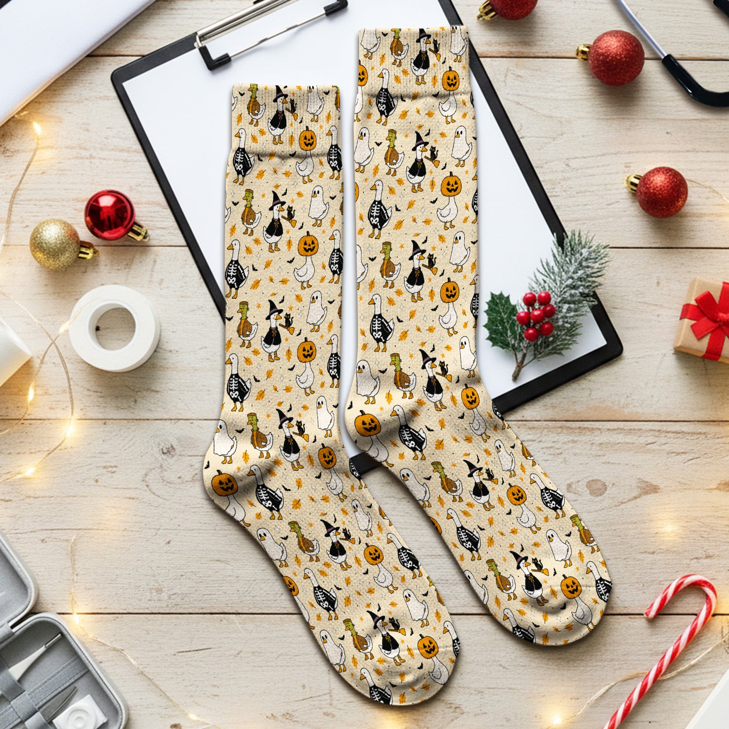 Spooky Halloween Goose Socks, Adult Socks for Men and Women