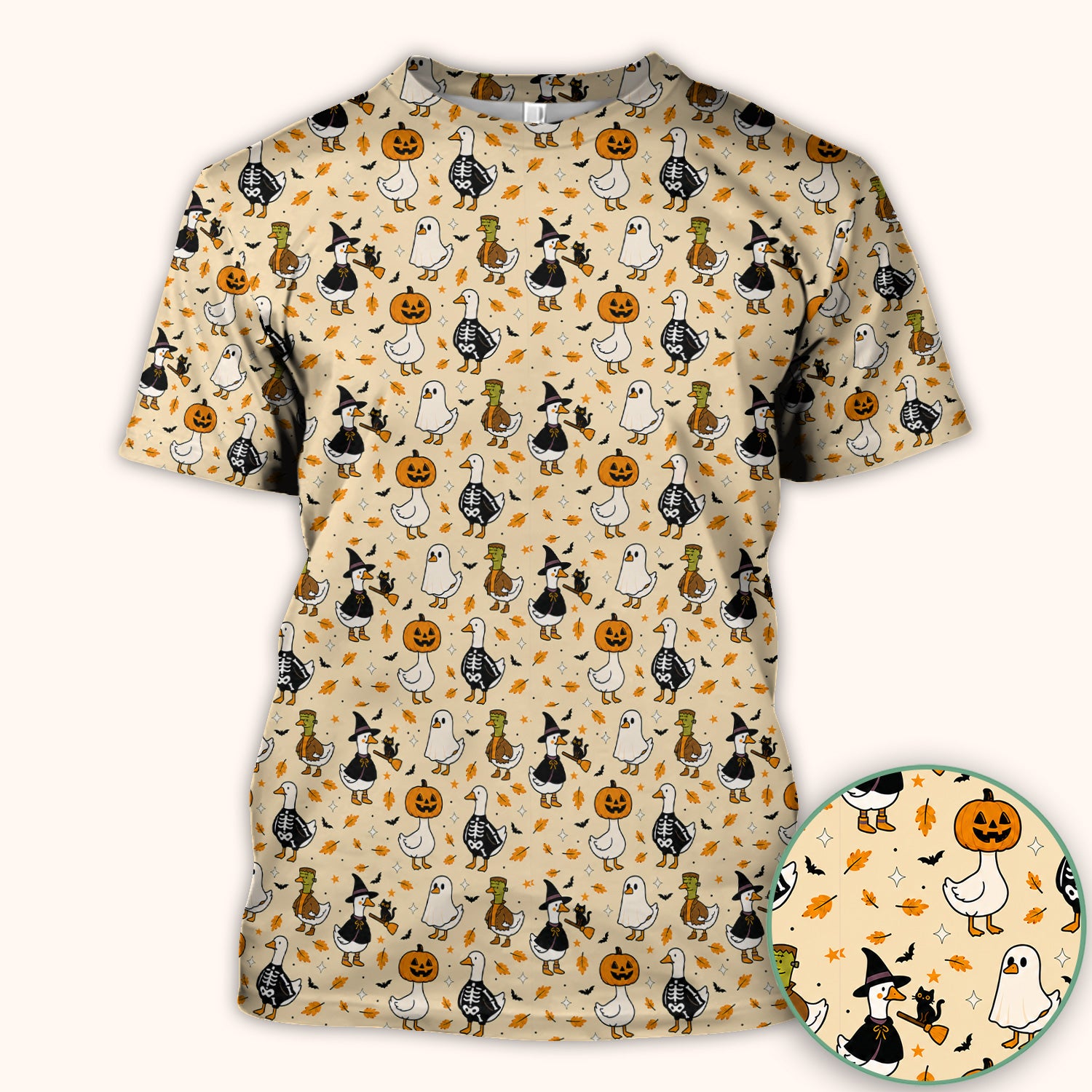 Spooky Halloween Goose Scrub Top, Comfortable Scrubs for Nurses