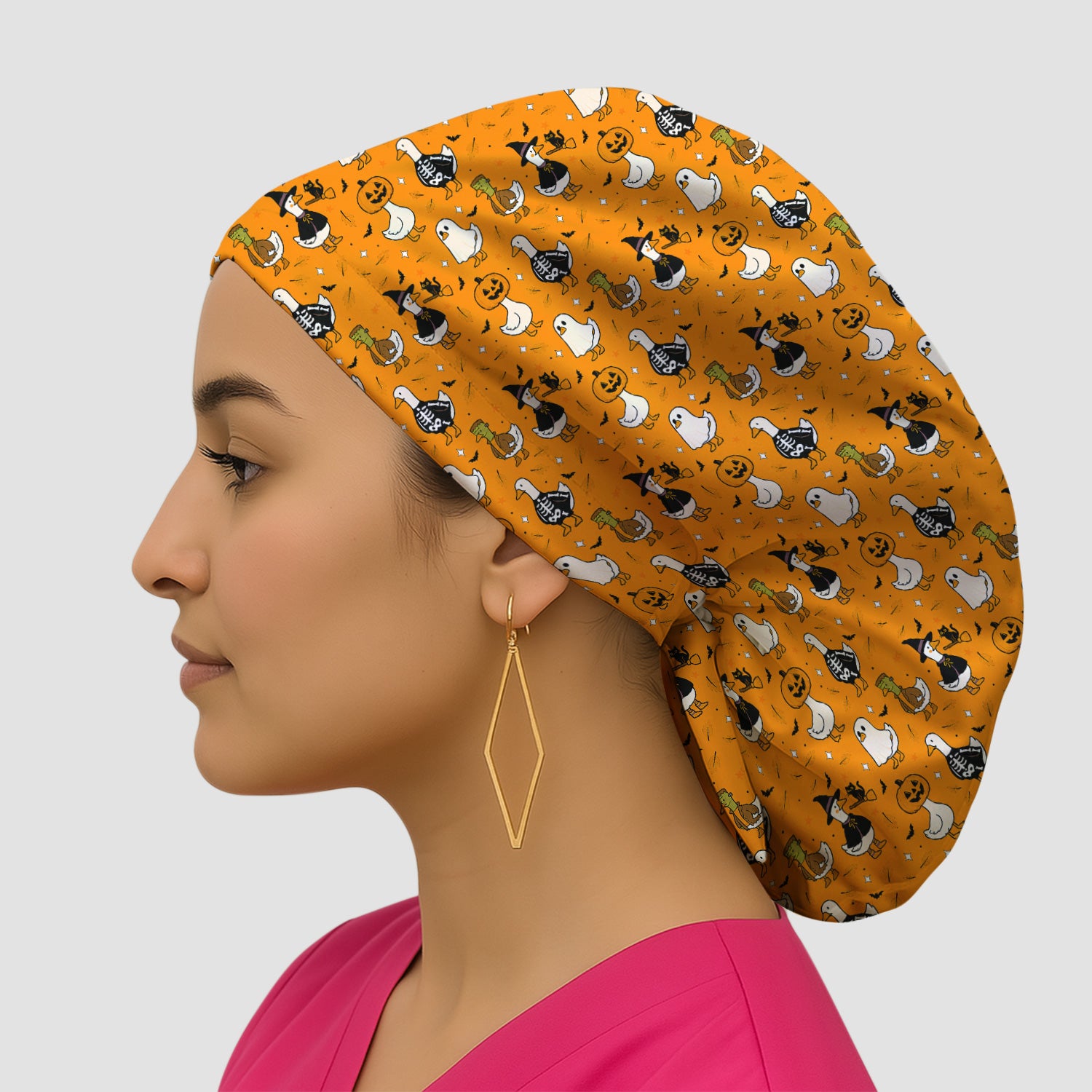 Spooky Halloween Goose Scrub Cap, Surgical Caps for Doctors
