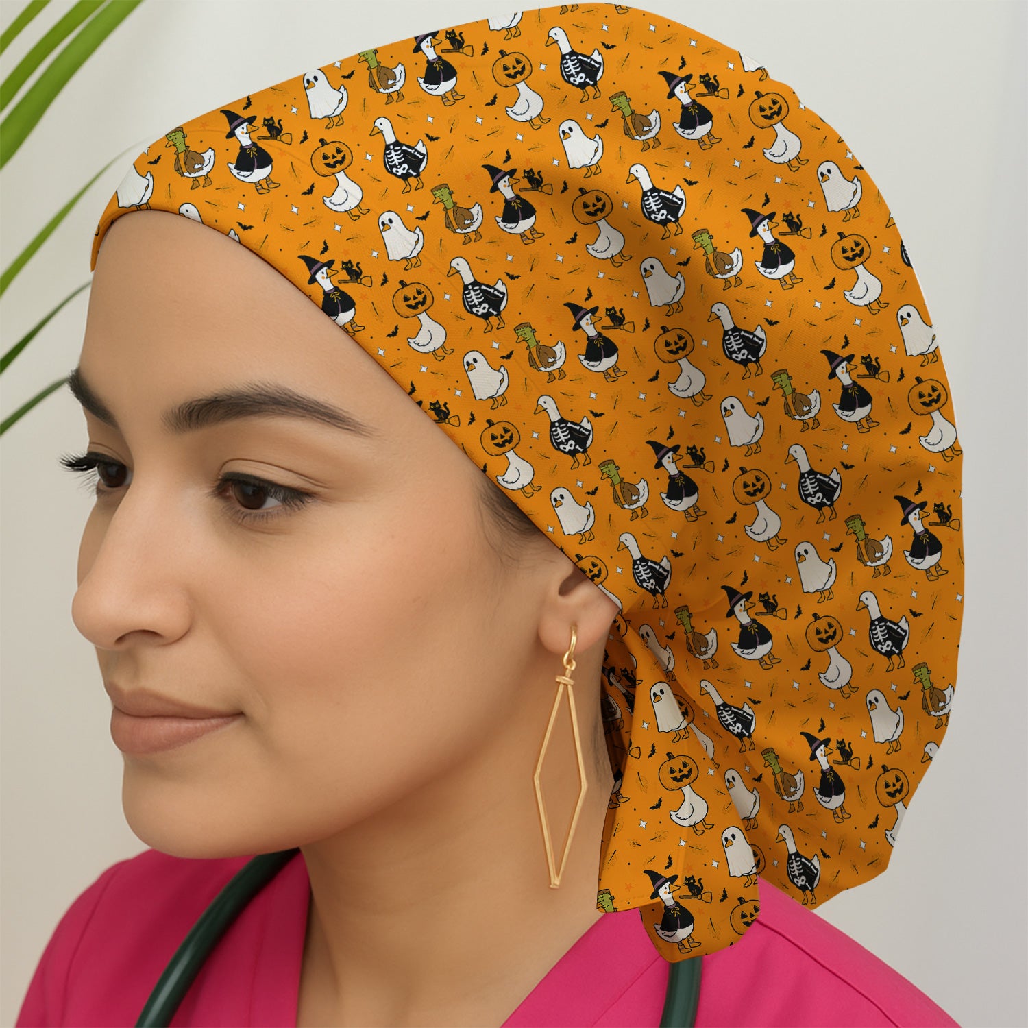 Spooky Halloween Goose Scrub Cap, Surgical Caps for Doctors