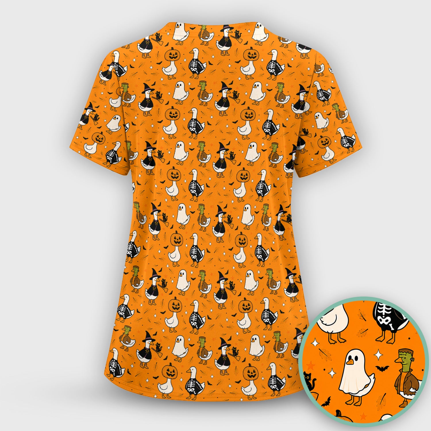 Spooky Halloween Goose Scrub Top, Comfortable Scrubs for Nurses