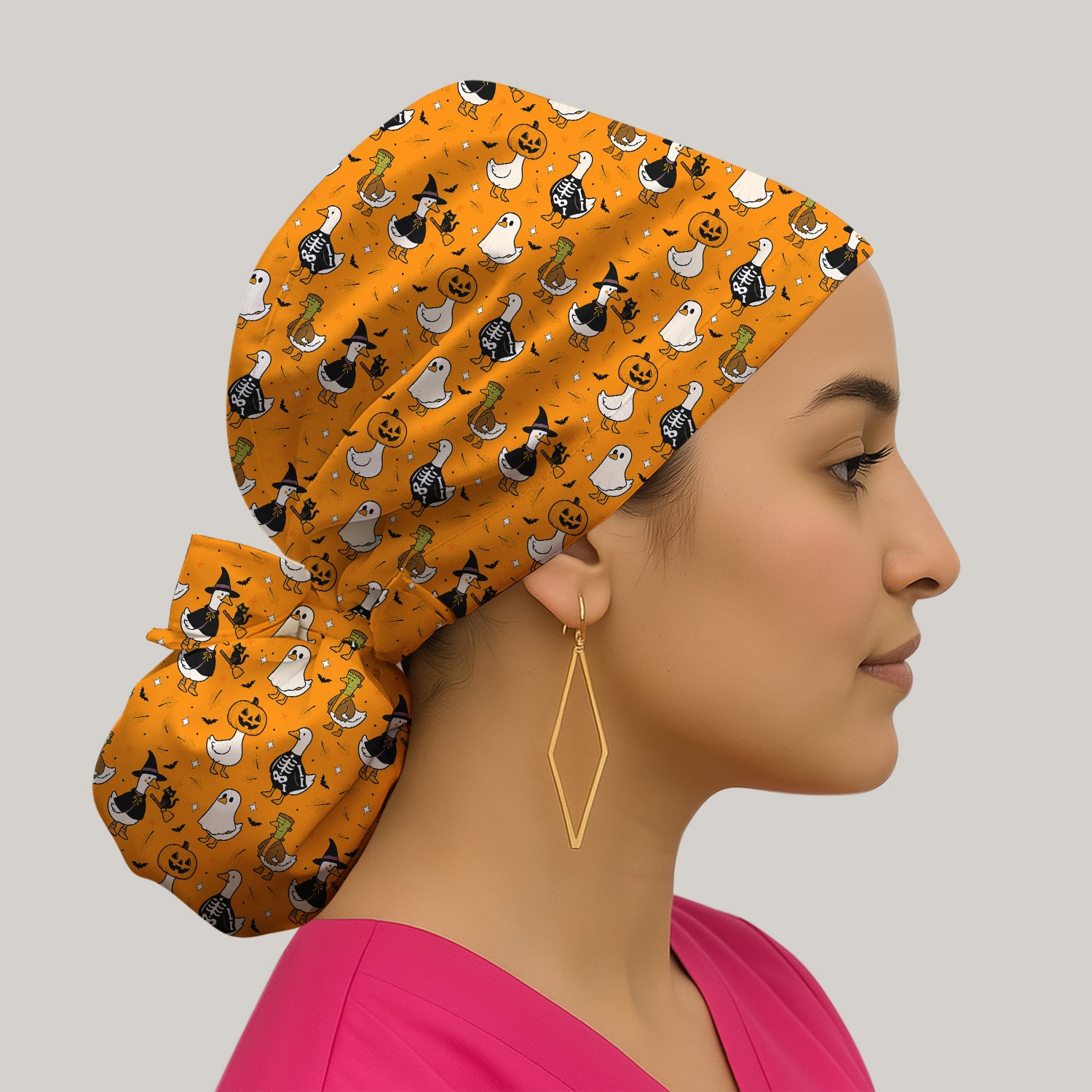 Spooky Halloween Goose Scrub Cap, Surgical Caps for Doctors