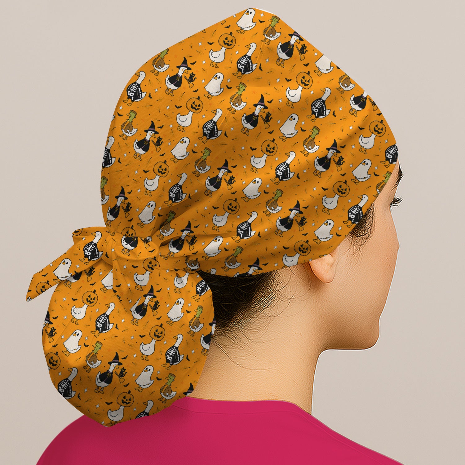 Spooky Halloween Goose Scrub Cap, Surgical Caps for Doctors
