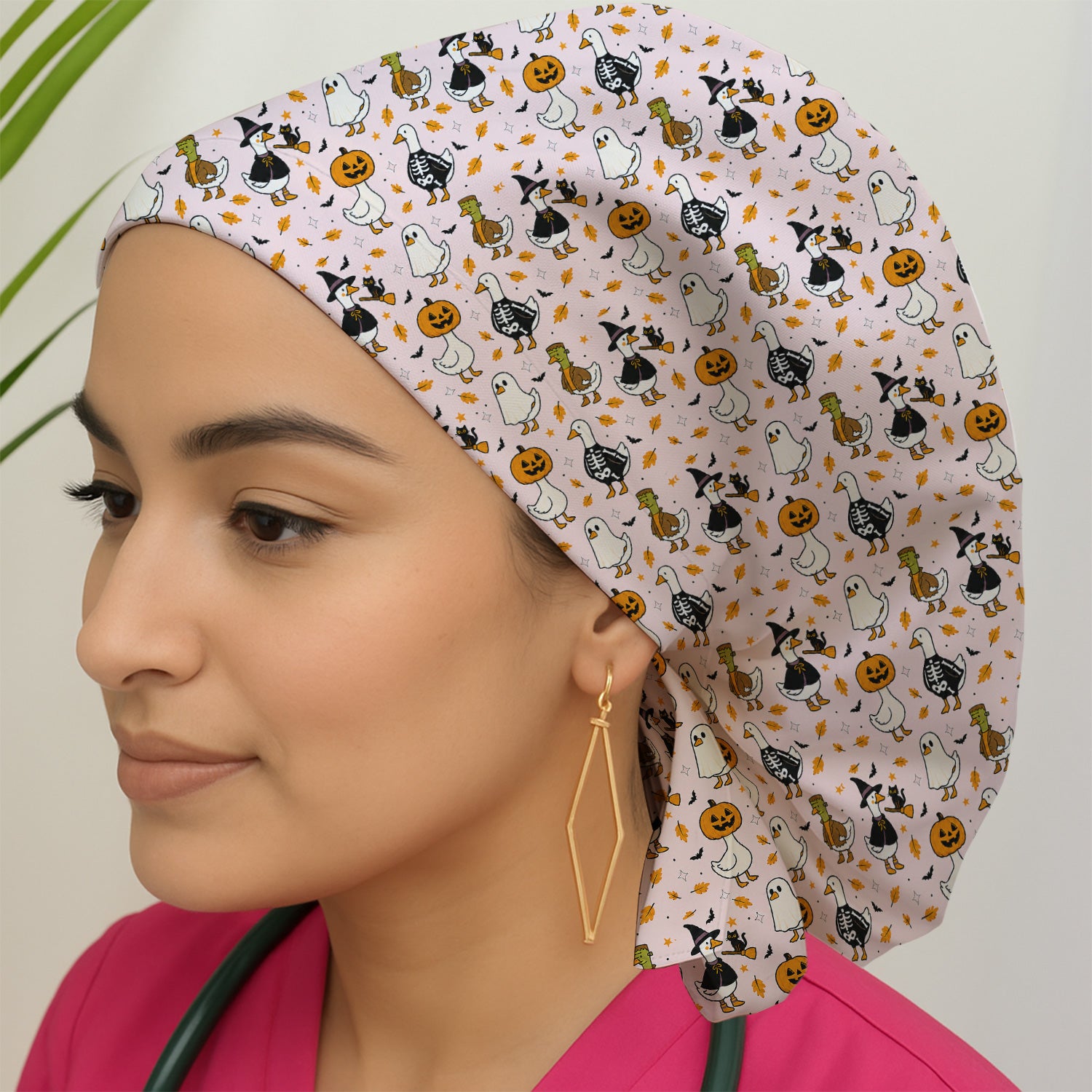 Spooky Halloween Goose Scrub Cap, Surgical Caps for Doctors