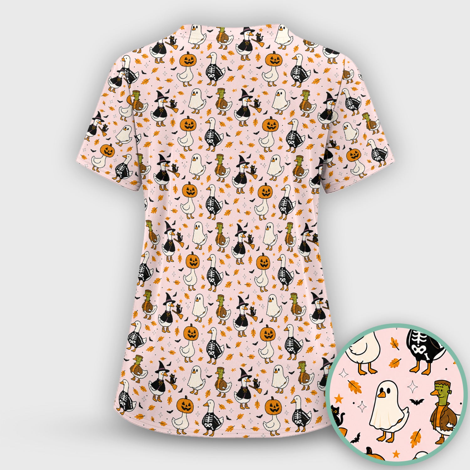 Spooky Halloween Goose Scrub Top, Comfortable Scrubs for Nurses