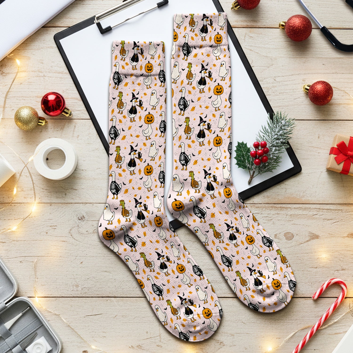 Spooky Halloween Goose Socks, Adult Socks for Men and Women