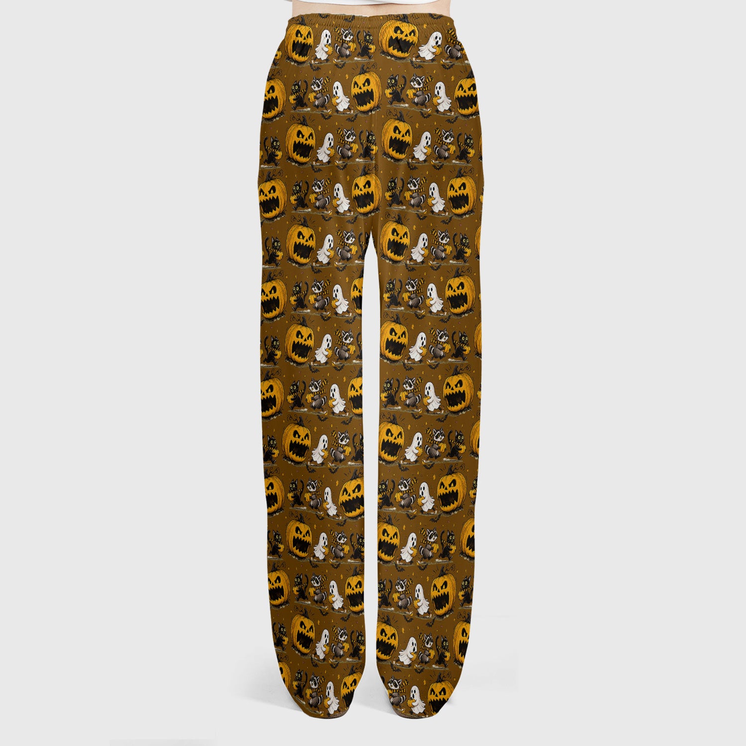 Spooky Halloween Woodland Critters Pattern Scrub Set, Scrub Pants and V Neck Top