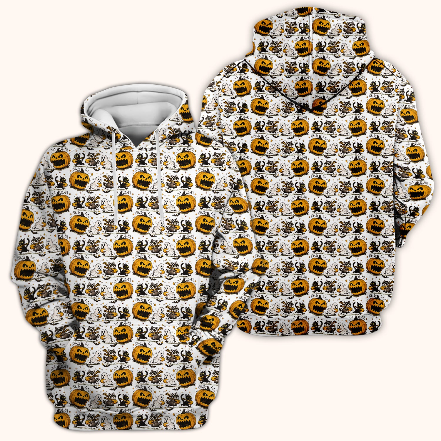 Spooky Halloween Woodland Critters Pattern Scrub Top, Comfortable Scrubs for Nurses