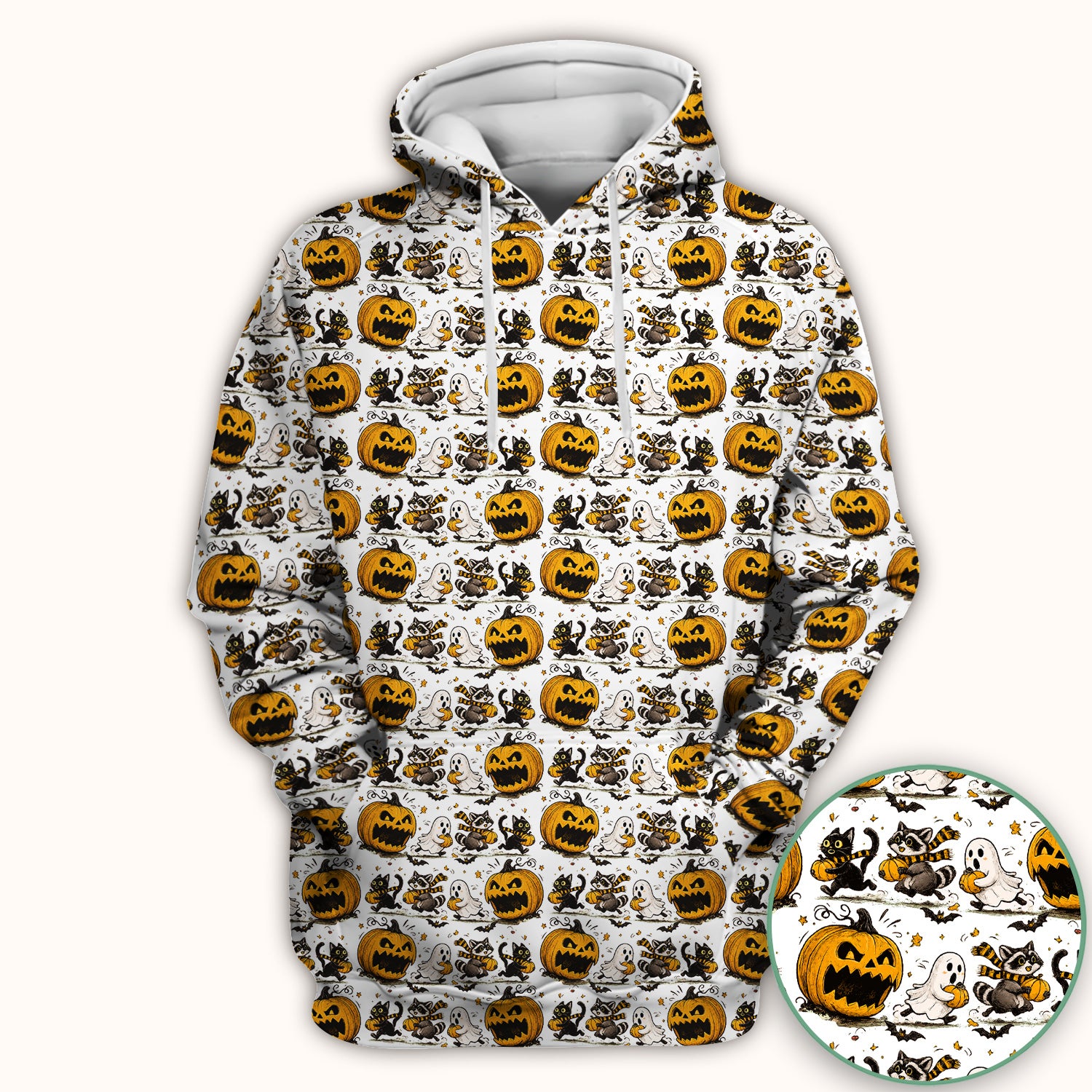 Spooky Halloween Woodland Critters Pattern Scrub Top, Comfortable Scrubs for Nurses