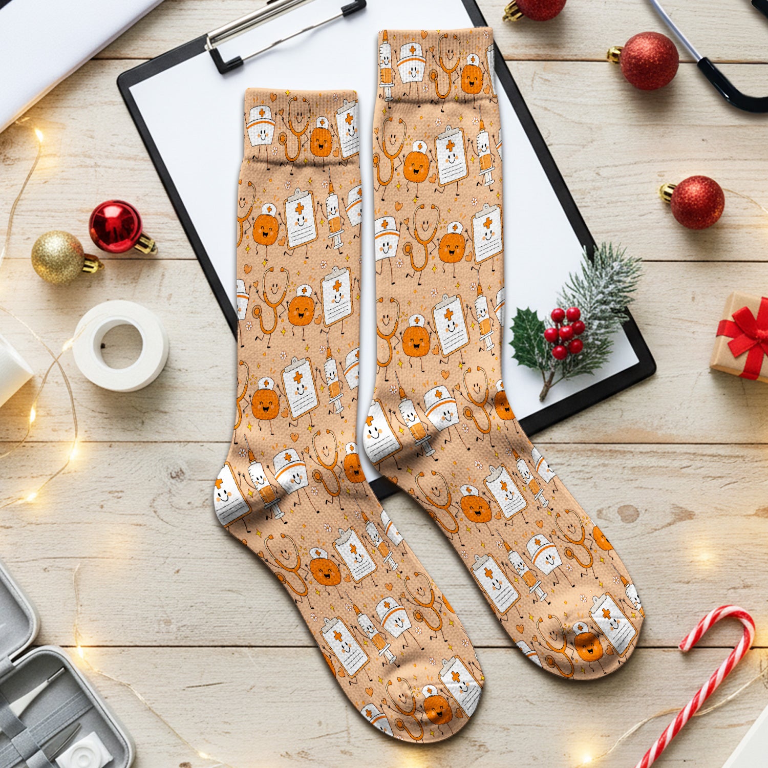Halloween Stethoscope And Medical Icons Socks, Adult Socks for Men and Women