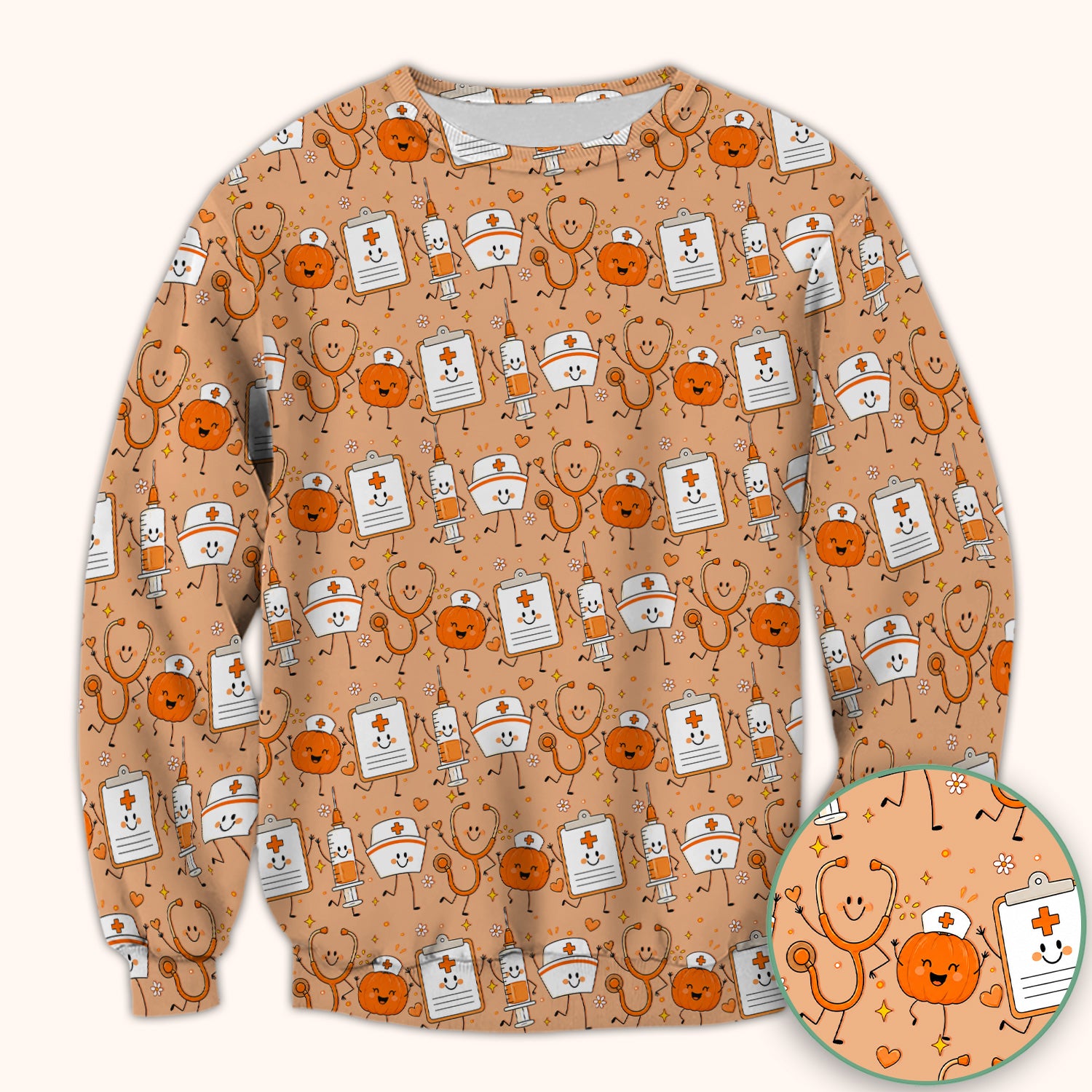 Halloween Stethoscope And Medical Icons Scrub Top, Comfortable Scrubs for Nurses