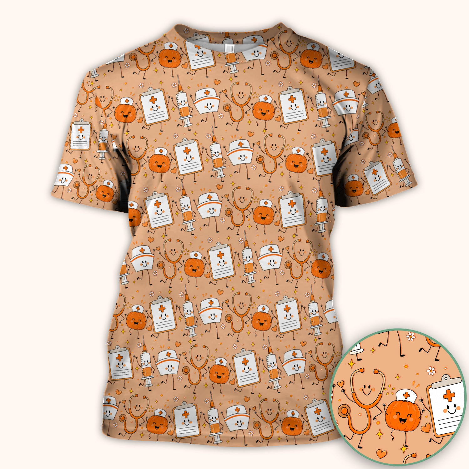 Halloween Stethoscope And Medical Icons Scrub Top, Comfortable Scrubs for Nurses