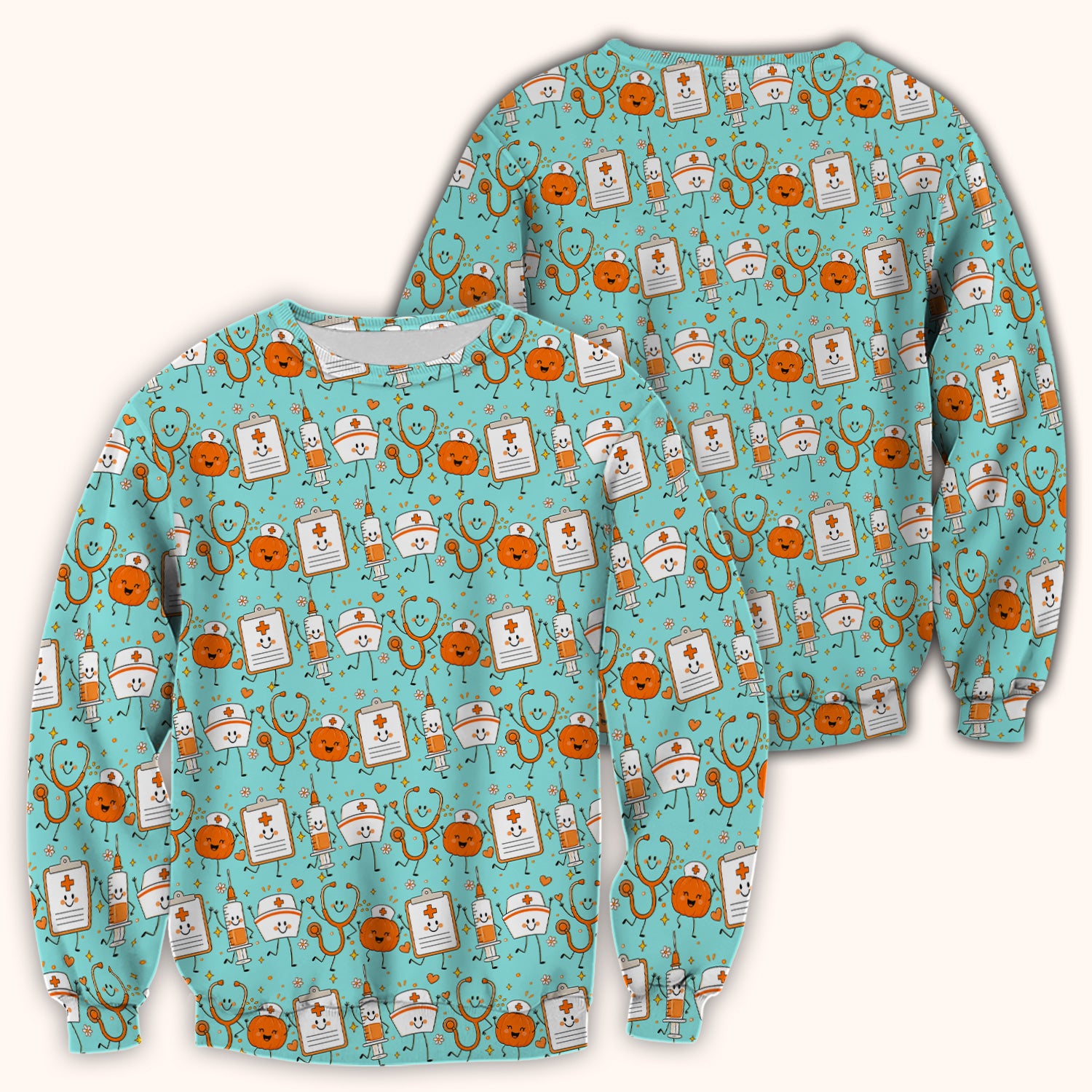 Halloween Stethoscope And Medical Icons Scrub Top, Comfortable Scrubs for Nurses