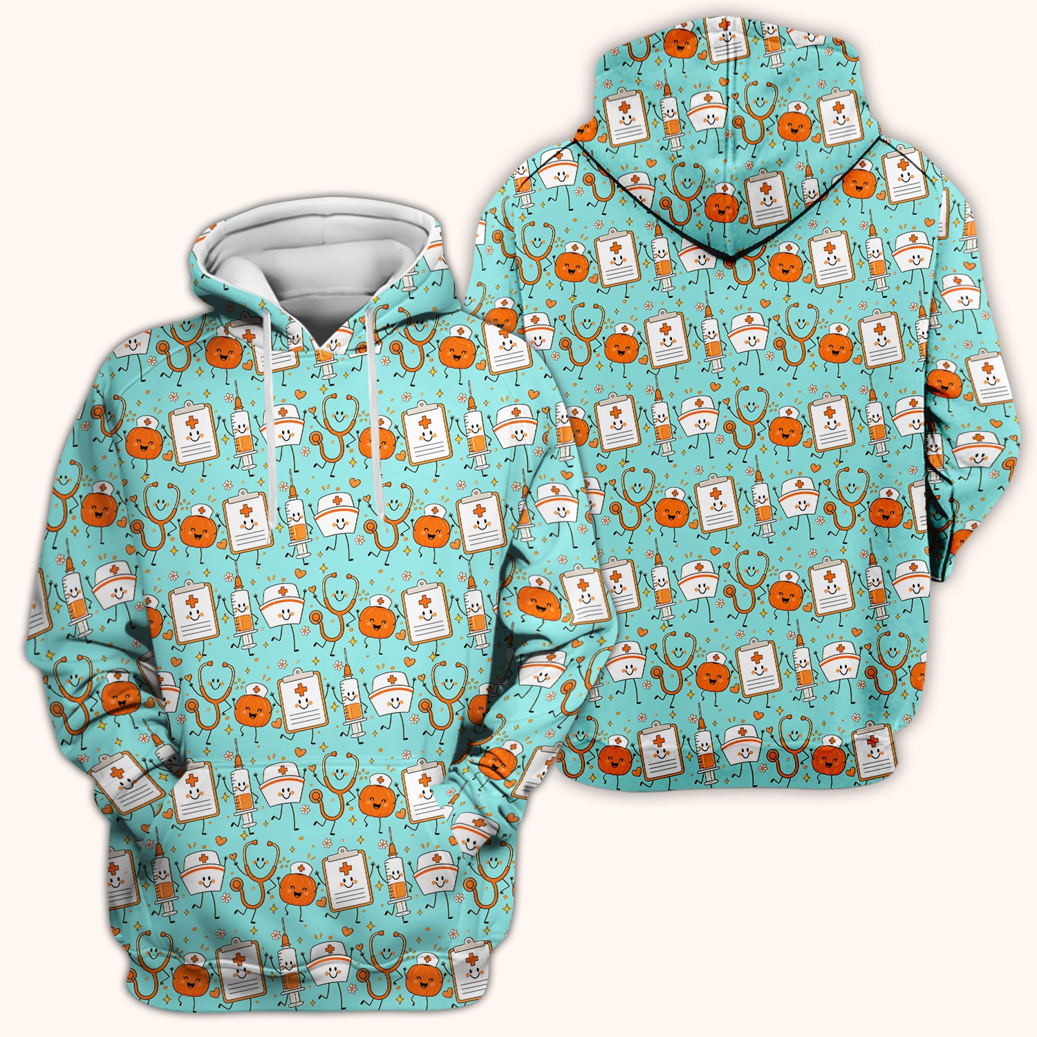 Halloween Stethoscope And Medical Icons Scrub Top, Comfortable Scrubs for Nurses