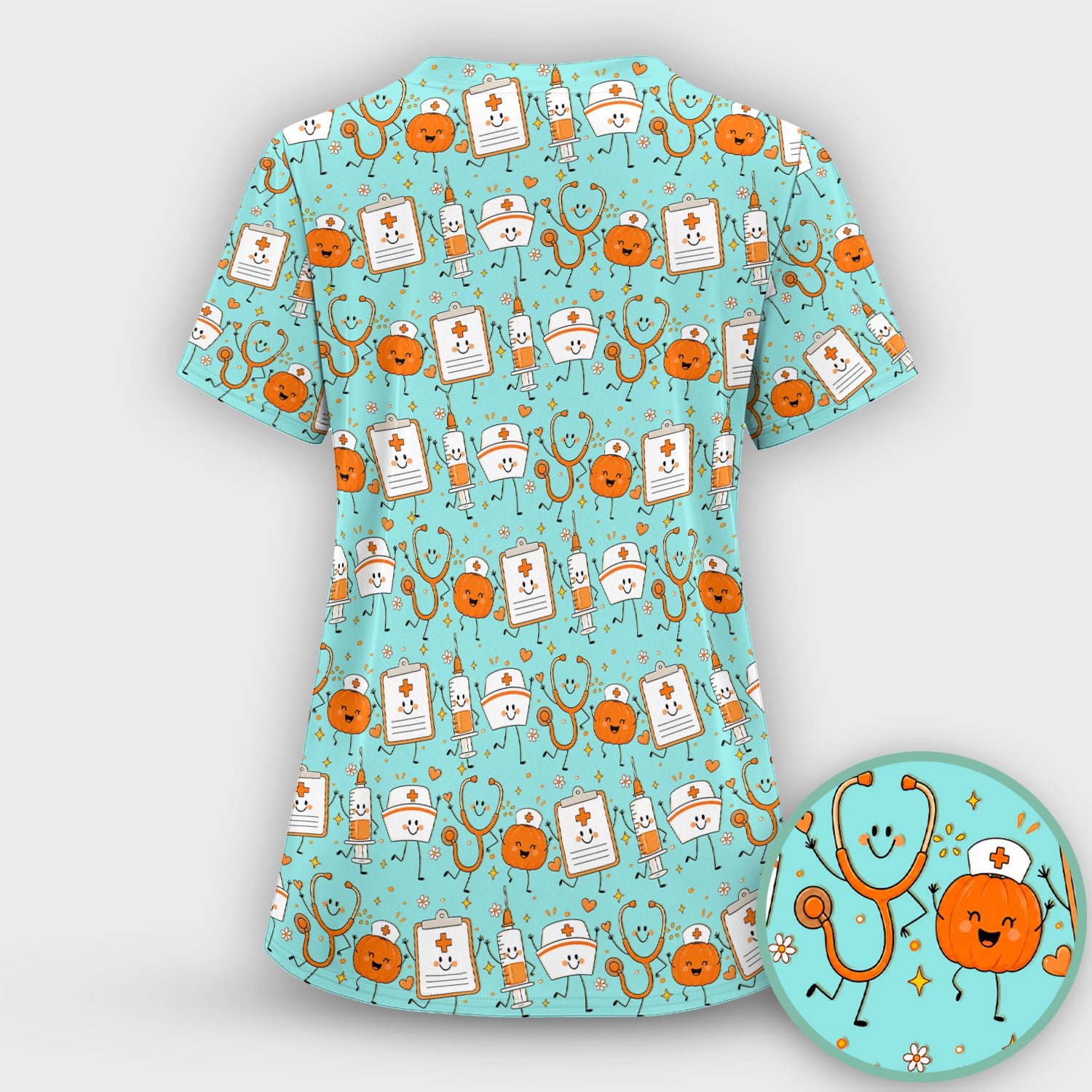 Halloween Stethoscope And Medical Icons Scrub Top, Comfortable Scrubs for Nurses