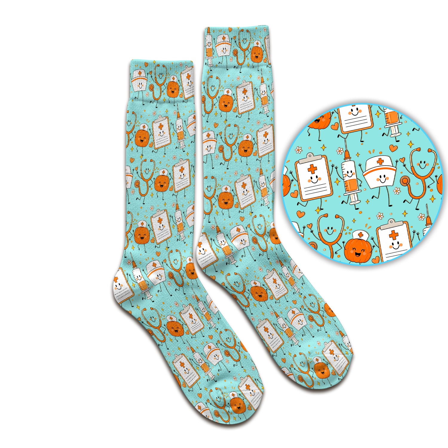 Halloween Stethoscope And Medical Icons Socks, Adult Socks for Men and Women