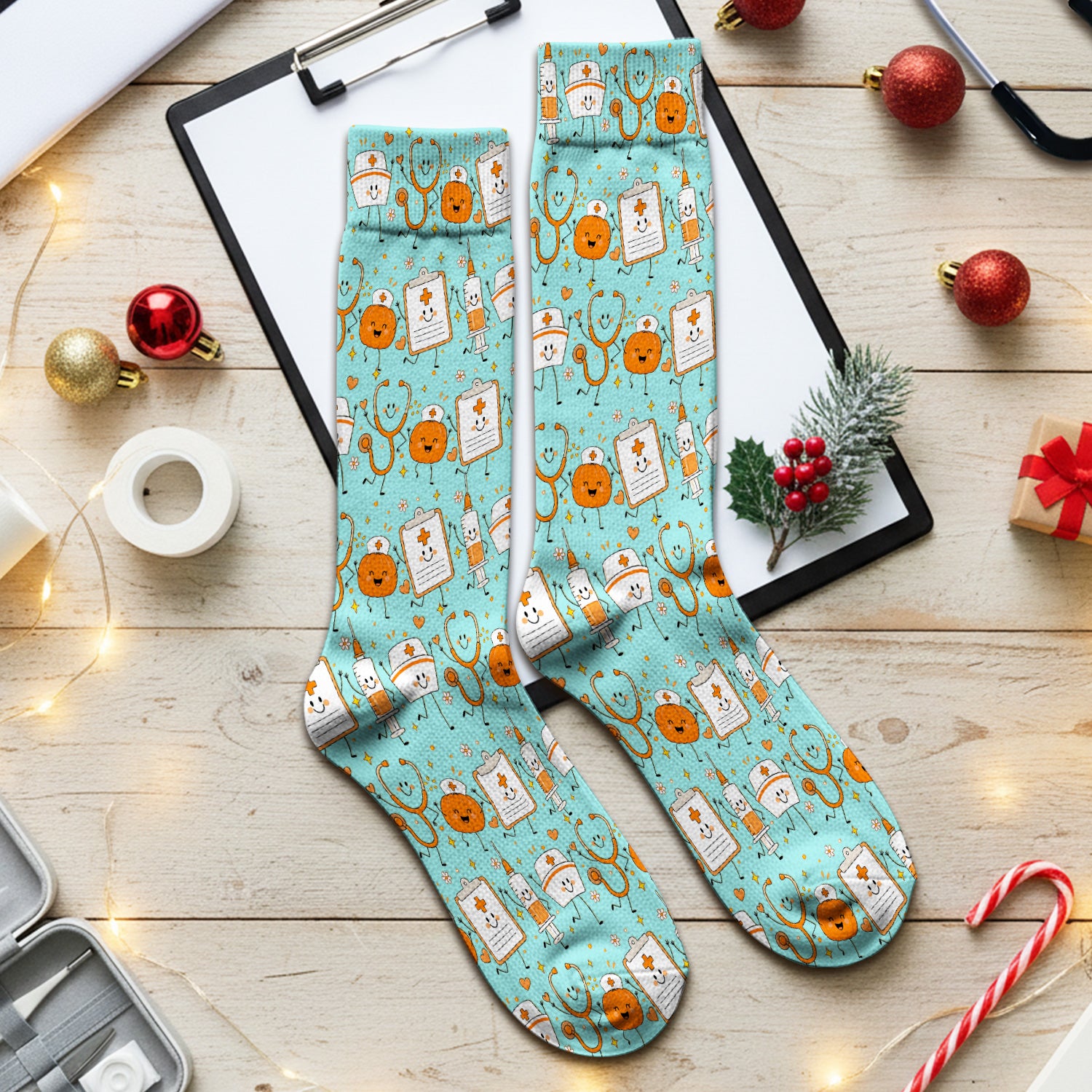 Halloween Stethoscope And Medical Icons Socks, Adult Socks for Men and Women