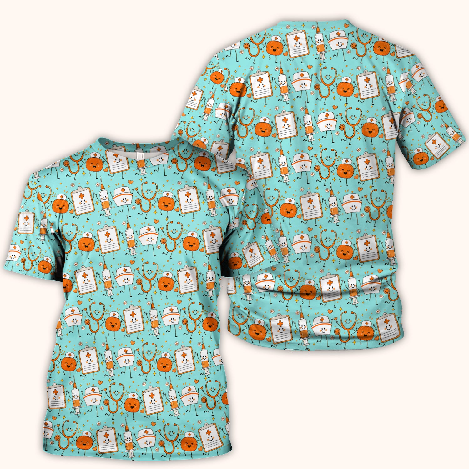 Halloween Stethoscope And Medical Icons Scrub Top, Comfortable Scrubs for Nurses