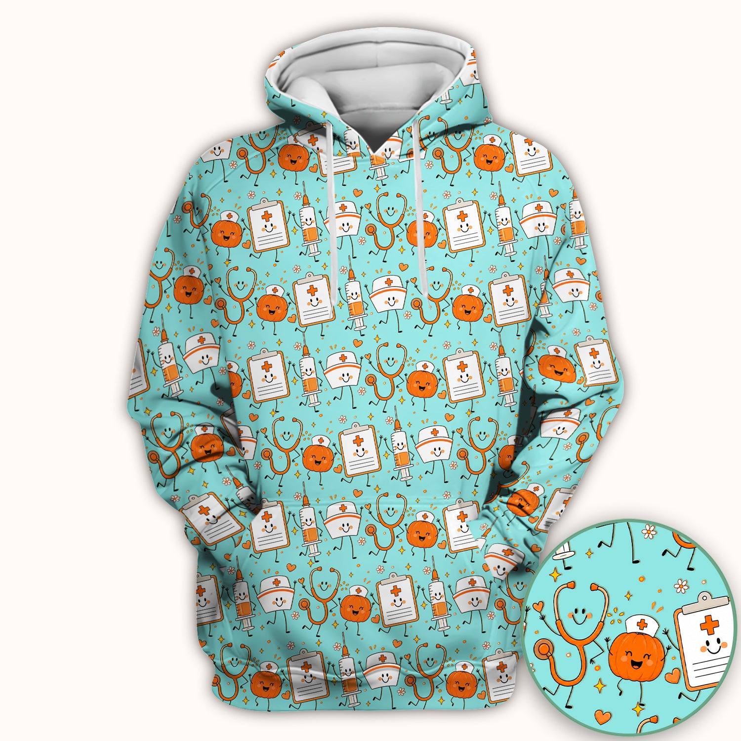 Halloween Stethoscope And Medical Icons Scrub Top, Comfortable Scrubs for Nurses