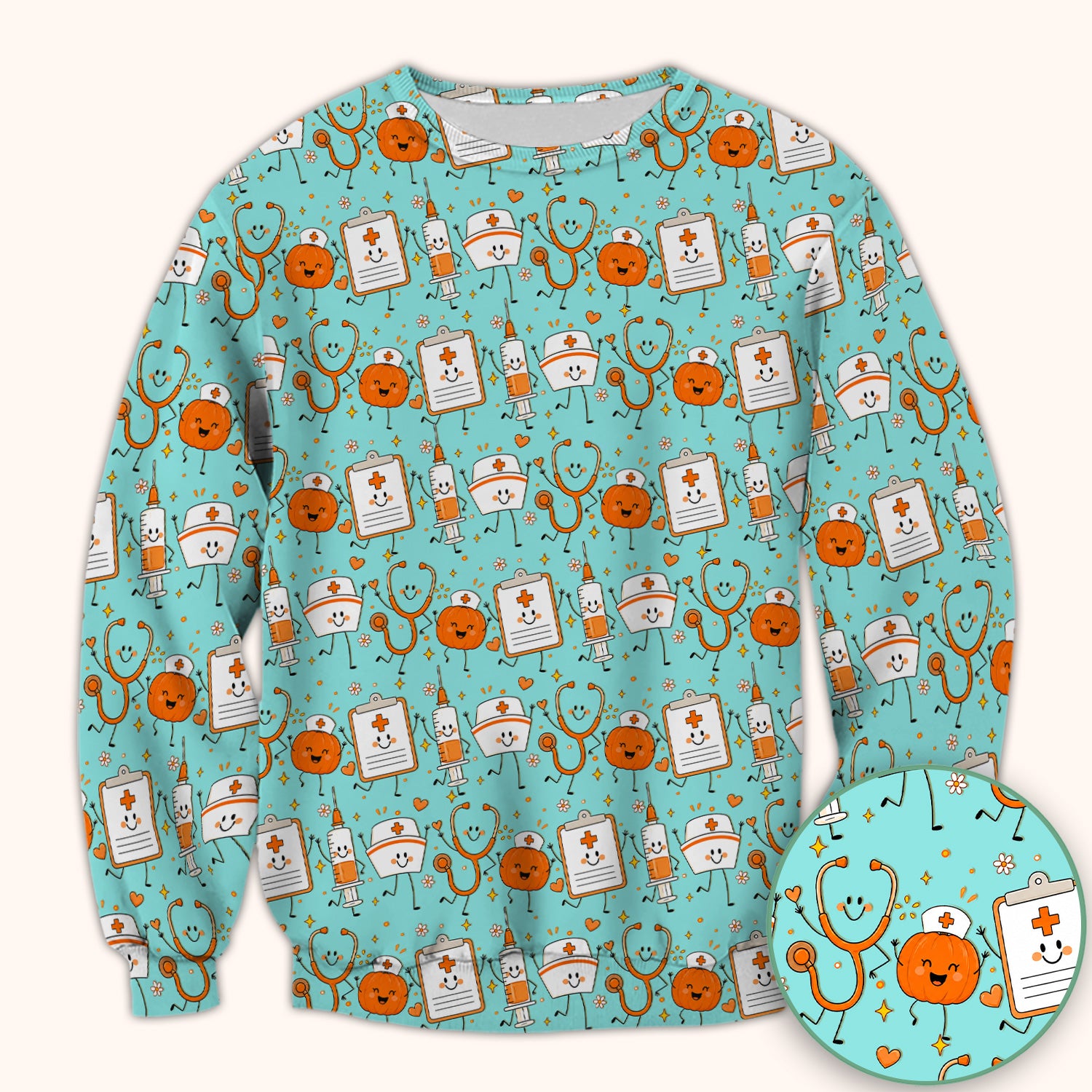 Halloween Stethoscope And Medical Icons Scrub Top, Comfortable Scrubs for Nurses