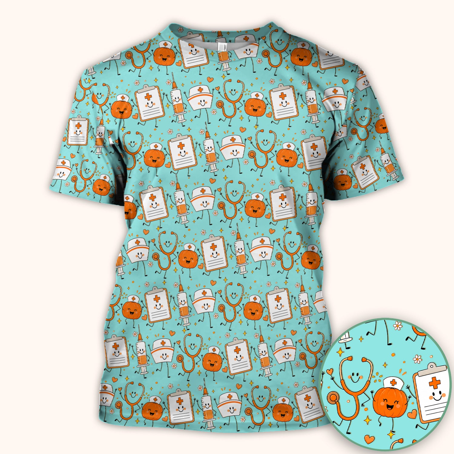 Halloween Stethoscope And Medical Icons Scrub Top, Comfortable Scrubs for Nurses