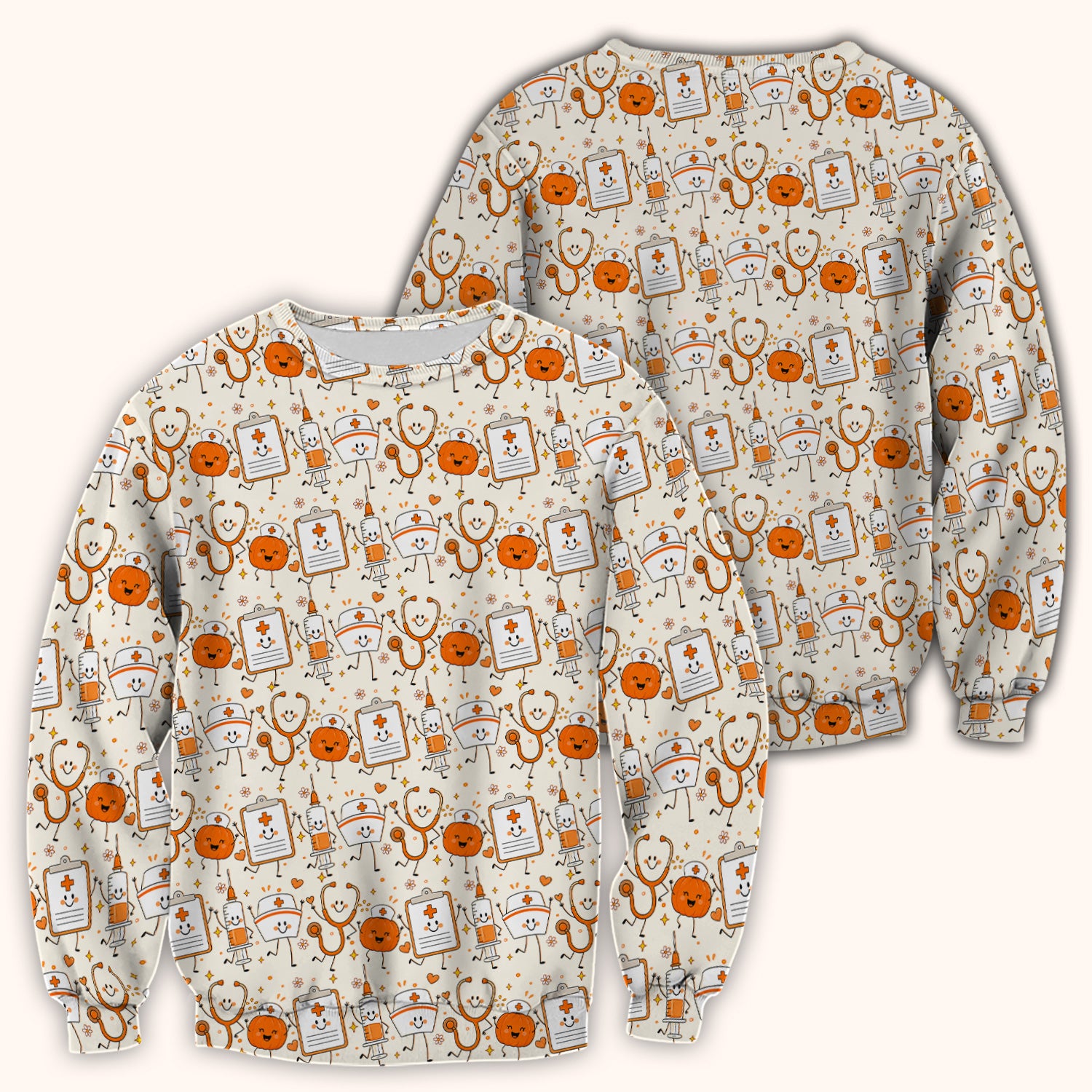 Halloween Stethoscope And Medical Icons Scrub Top, Comfortable Scrubs for Nurses