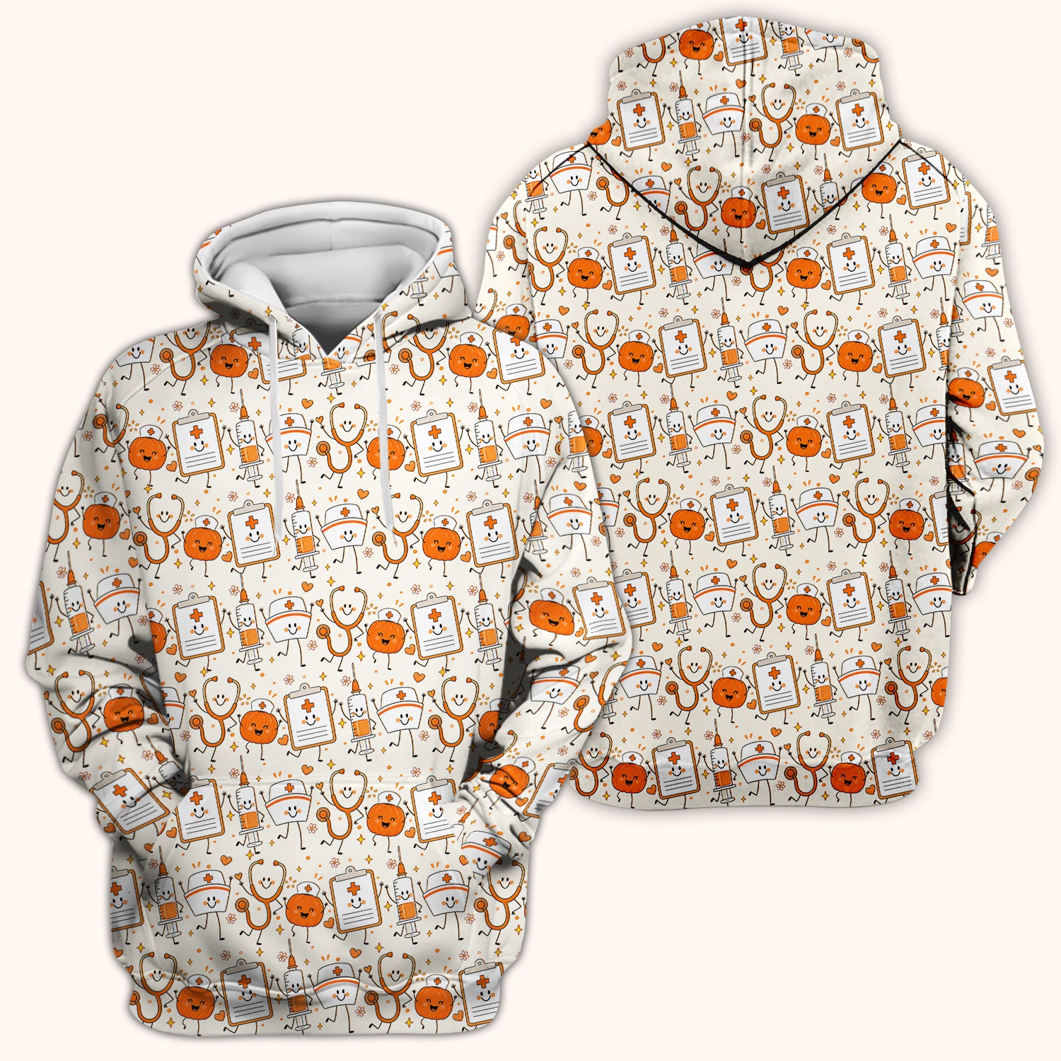 Halloween Stethoscope And Medical Icons Scrub Top, Comfortable Scrubs for Nurses