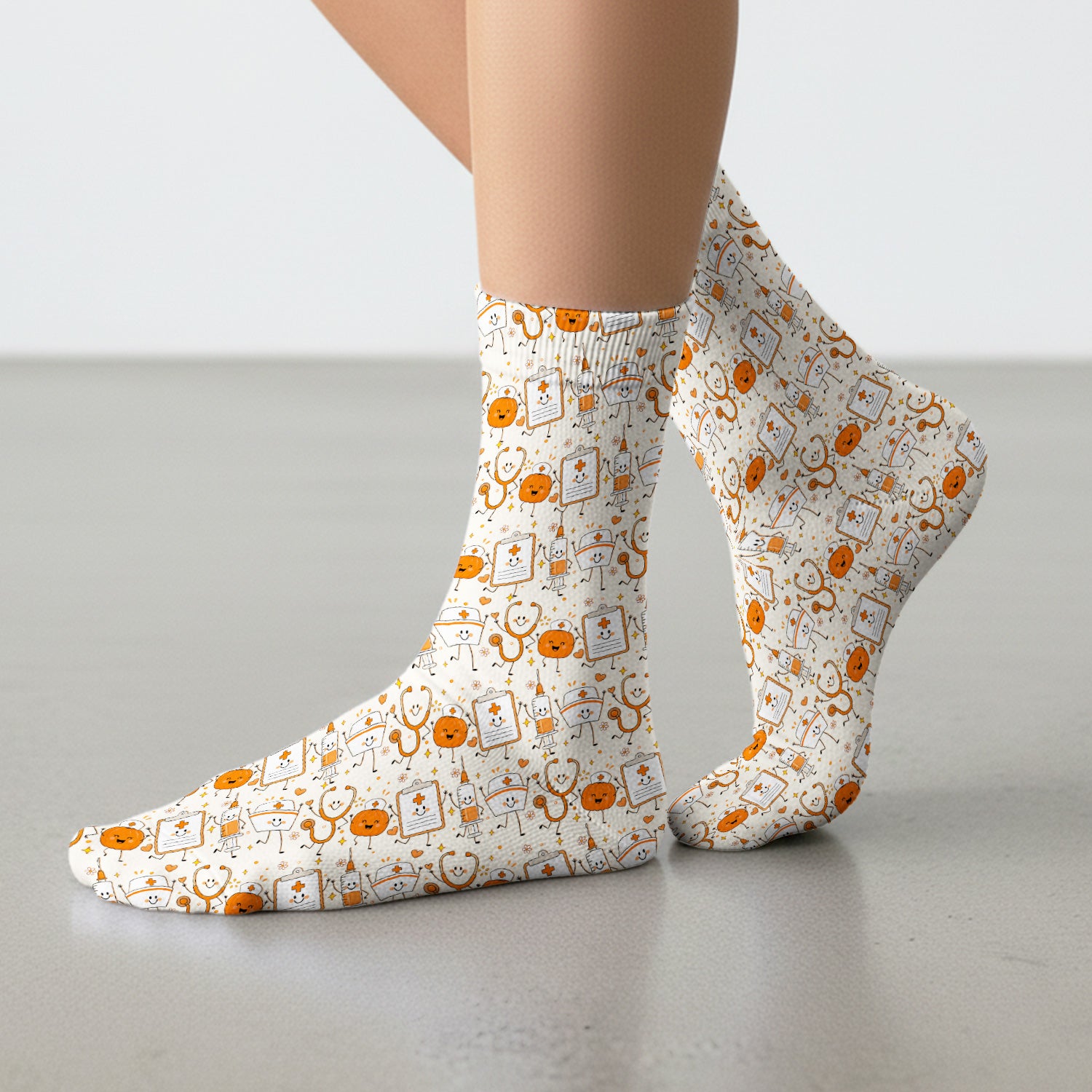 Halloween Stethoscope And Medical Icons Socks, Adult Socks for Men and Women