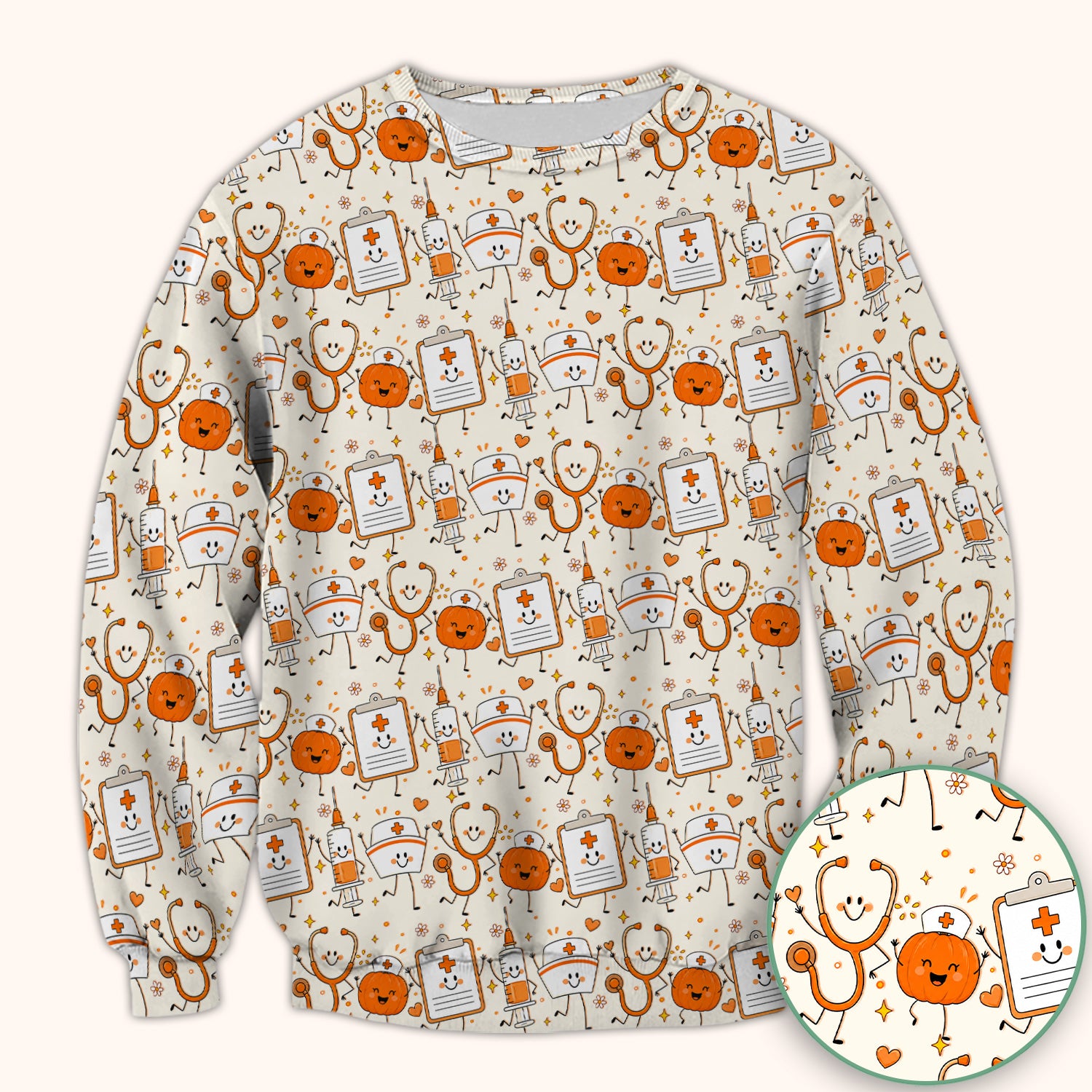 Halloween Stethoscope And Medical Icons Scrub Top, Comfortable Scrubs for Nurses