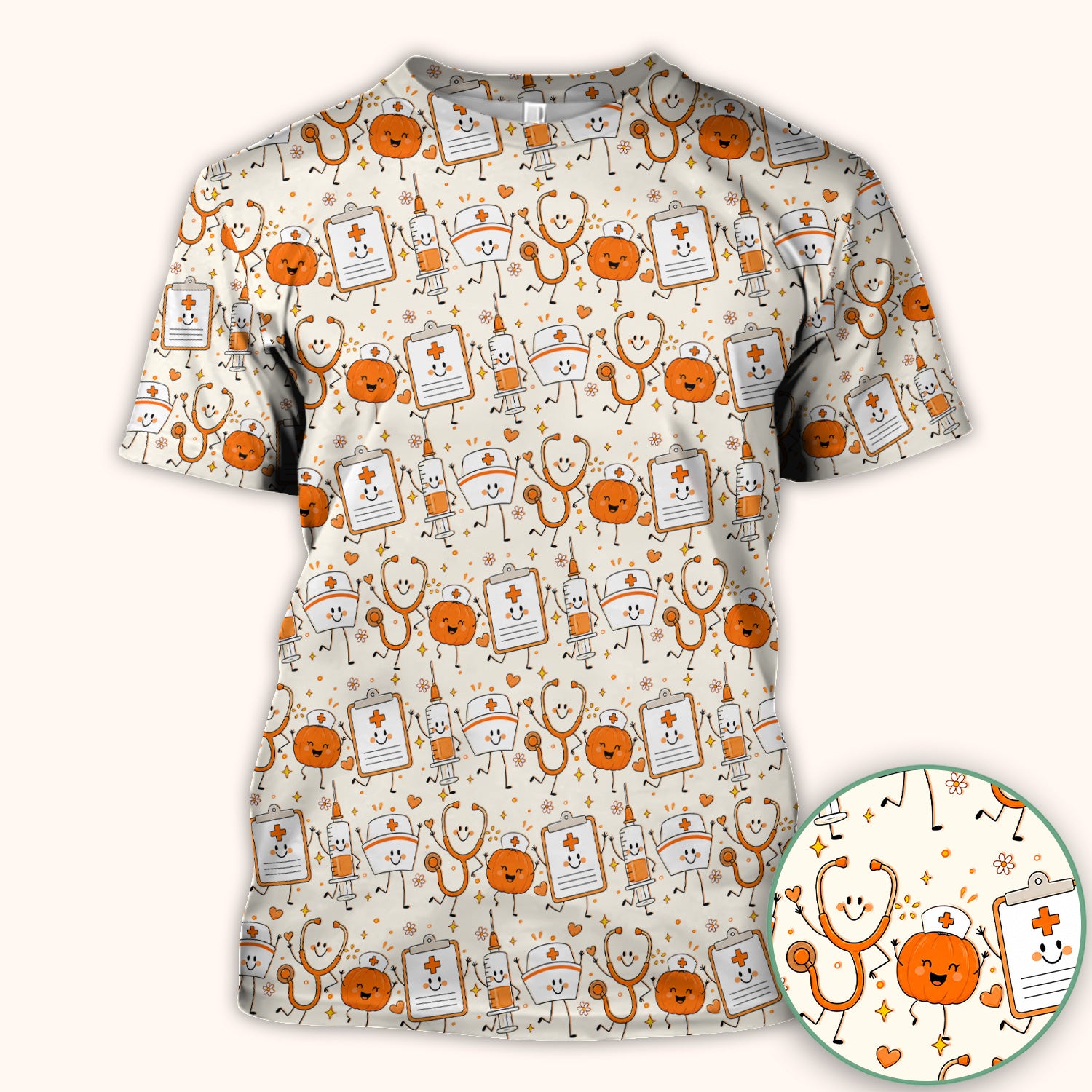 Halloween Stethoscope And Medical Icons Scrub Top, Comfortable Scrubs for Nurses