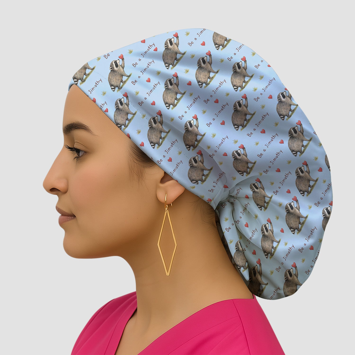 Cute Be A Jimothy Raccoon Hearts Scrub Cap, Surgical Caps for Doctors