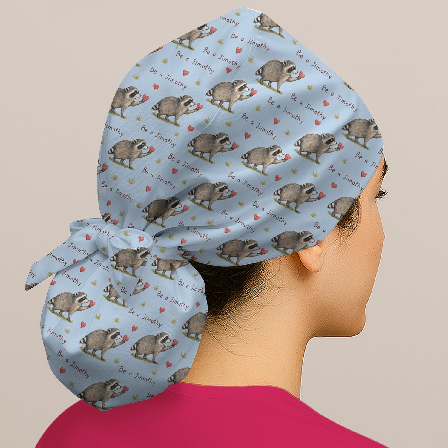 Cute Be A Jimothy Raccoon Hearts Scrub Cap, Surgical Caps for Doctors