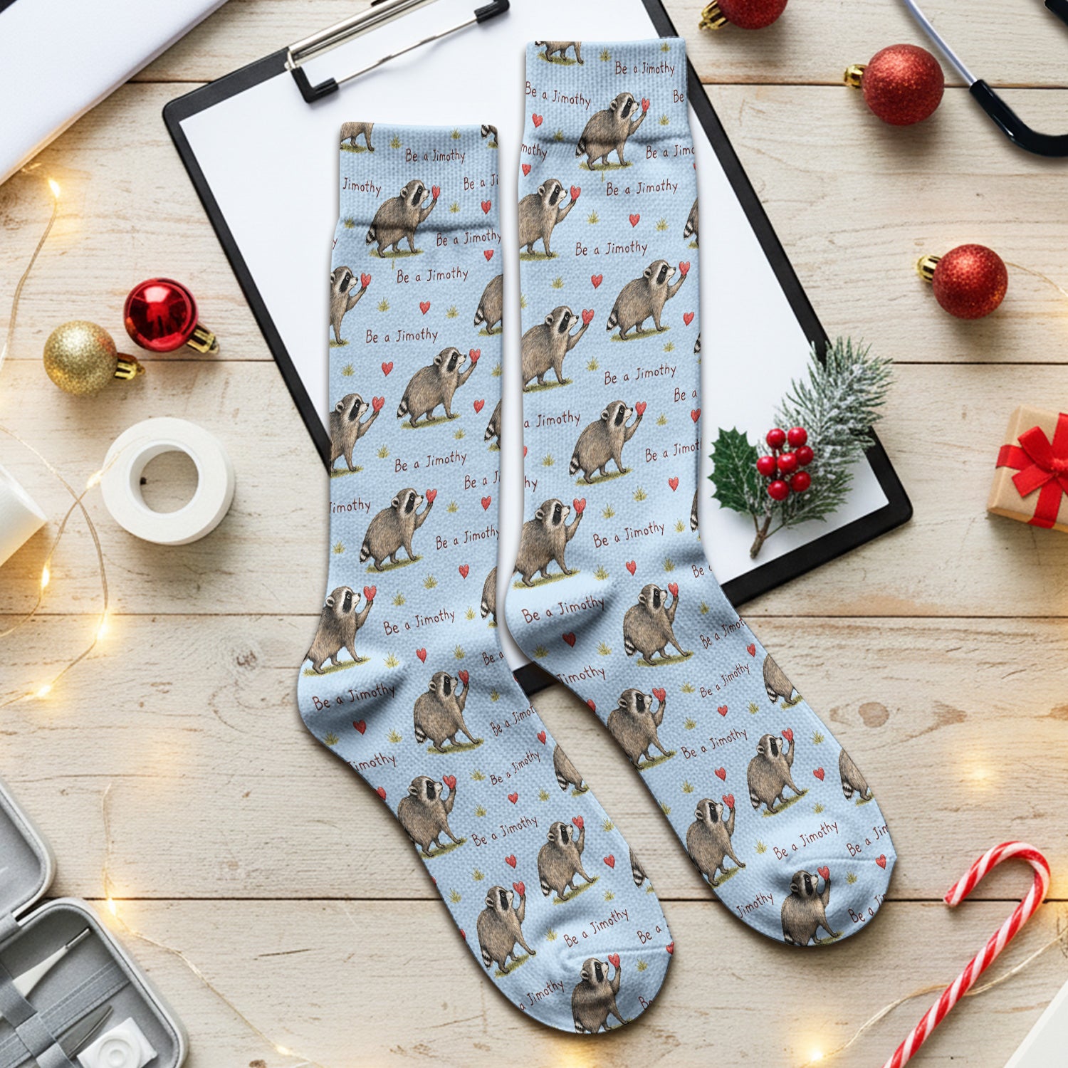 Cute Be A Jimothy Raccoon Hearts Socks, Adult Socks for Men and Women